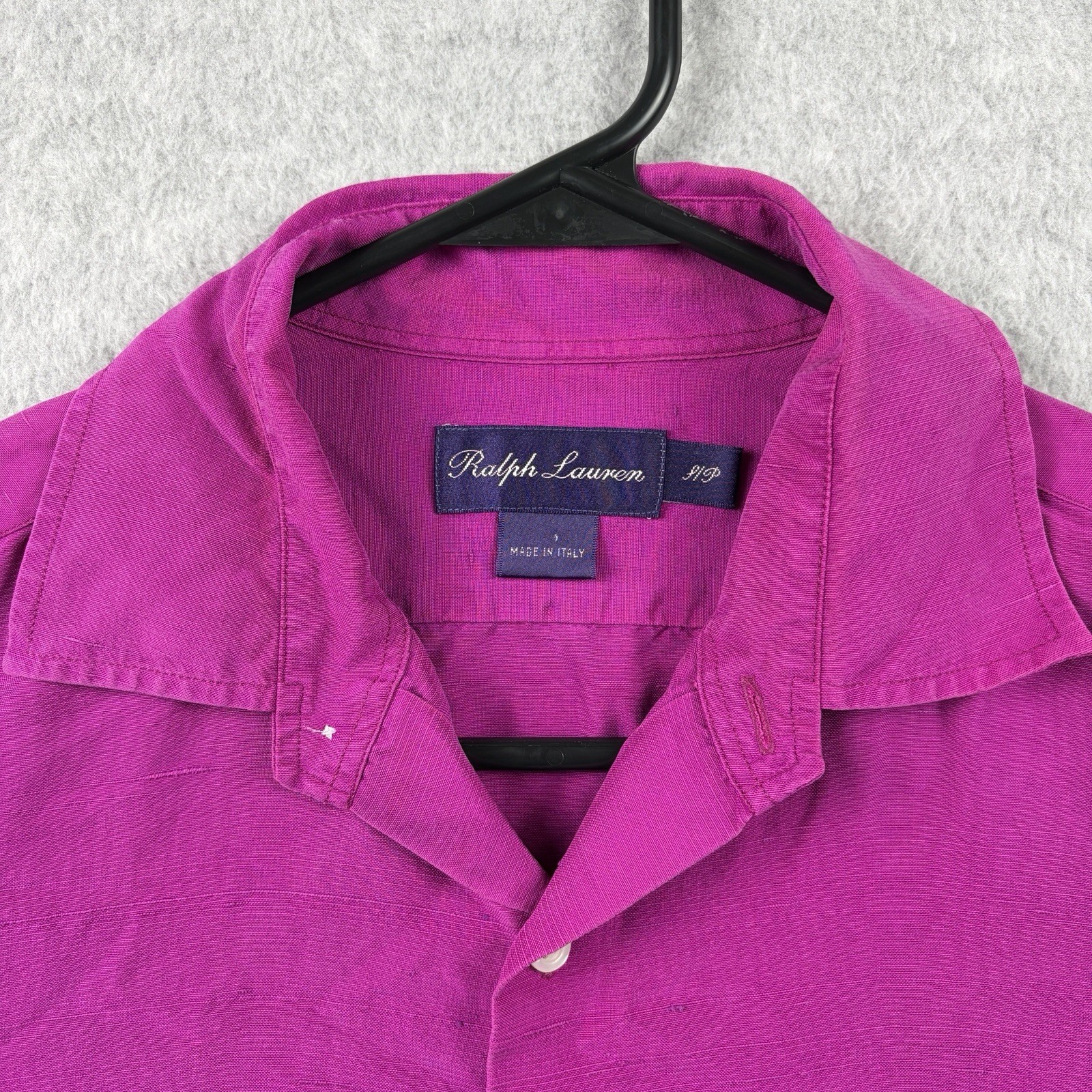 Ralph Lauren Purple Label Button Up Shirt Mens Medium Magenta 100% Silk Italy