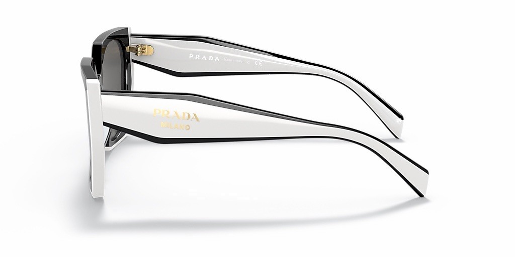 PRADA PR 15WS 09Q5S0 Black White Grey Lenses Women Sunglasses AUTHENTIC