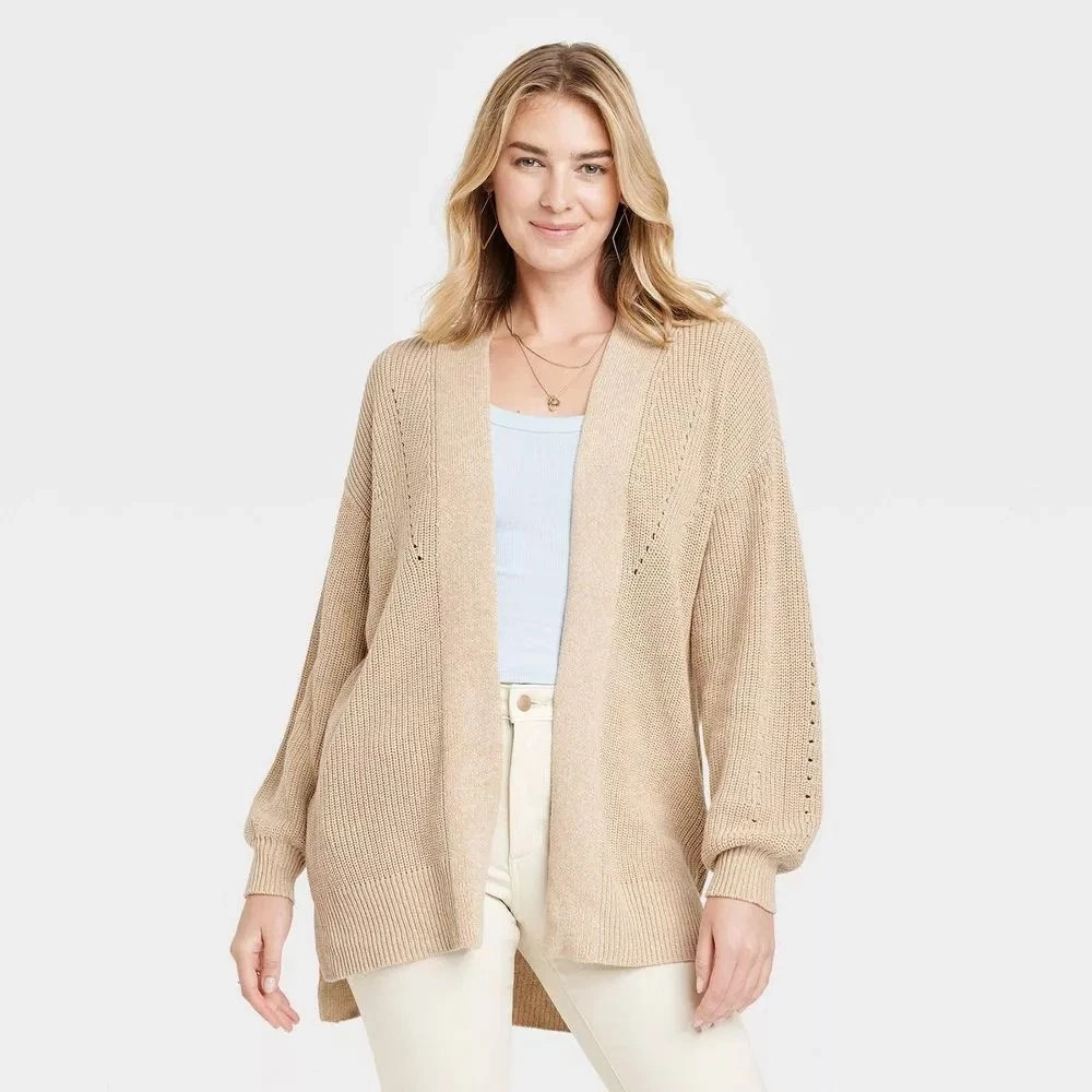 Universal Thread Women’s Size Small Open-Front Cardigan Tan w Pockets NEW