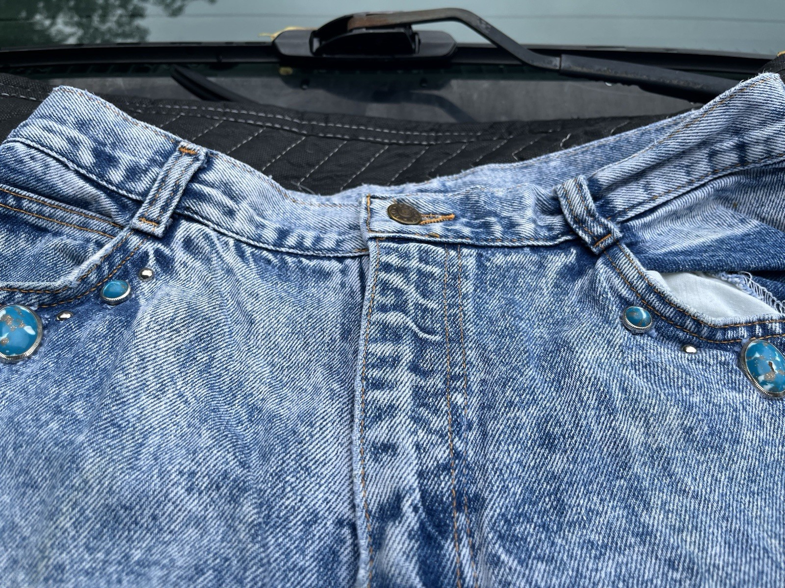 No Excuses Jeans Womens 14 Blue Acid Wash Denim Tapered High Rise Vintage USA