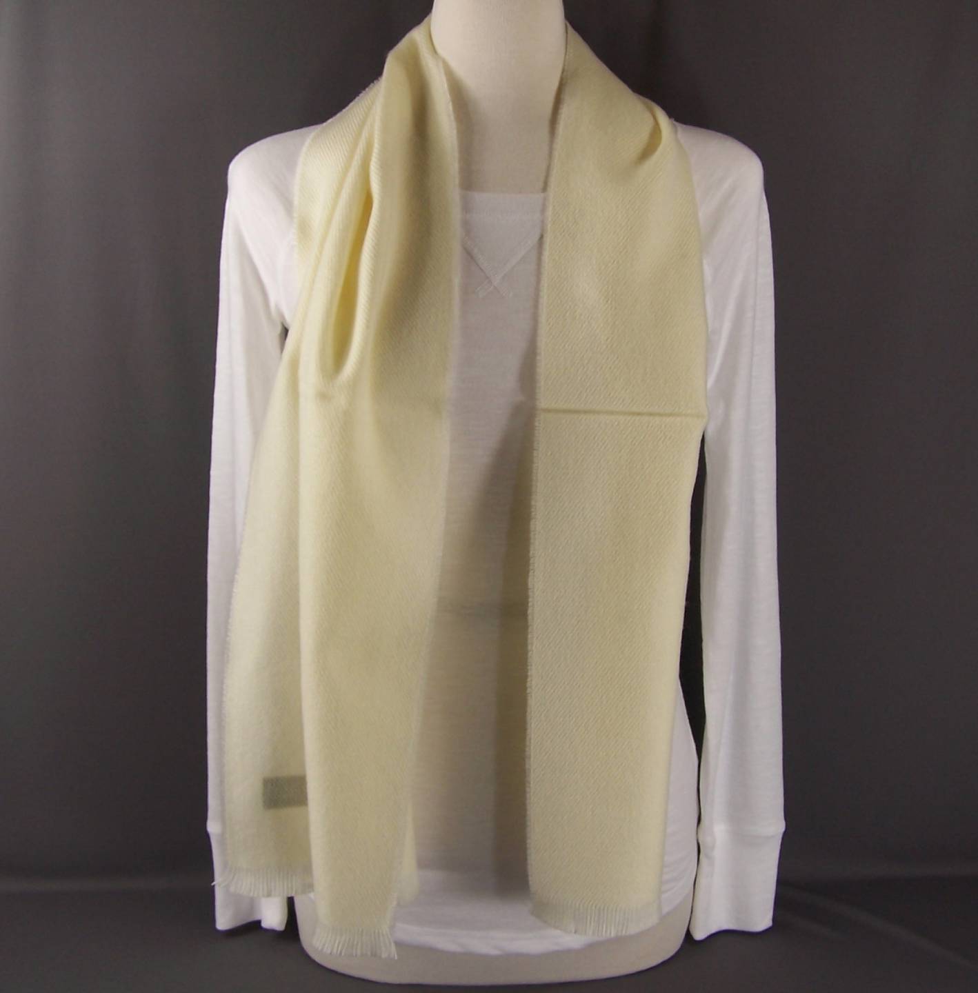 Cream Off White smooth flat knit wool touch feel scarf 56″ long winter wrap soft