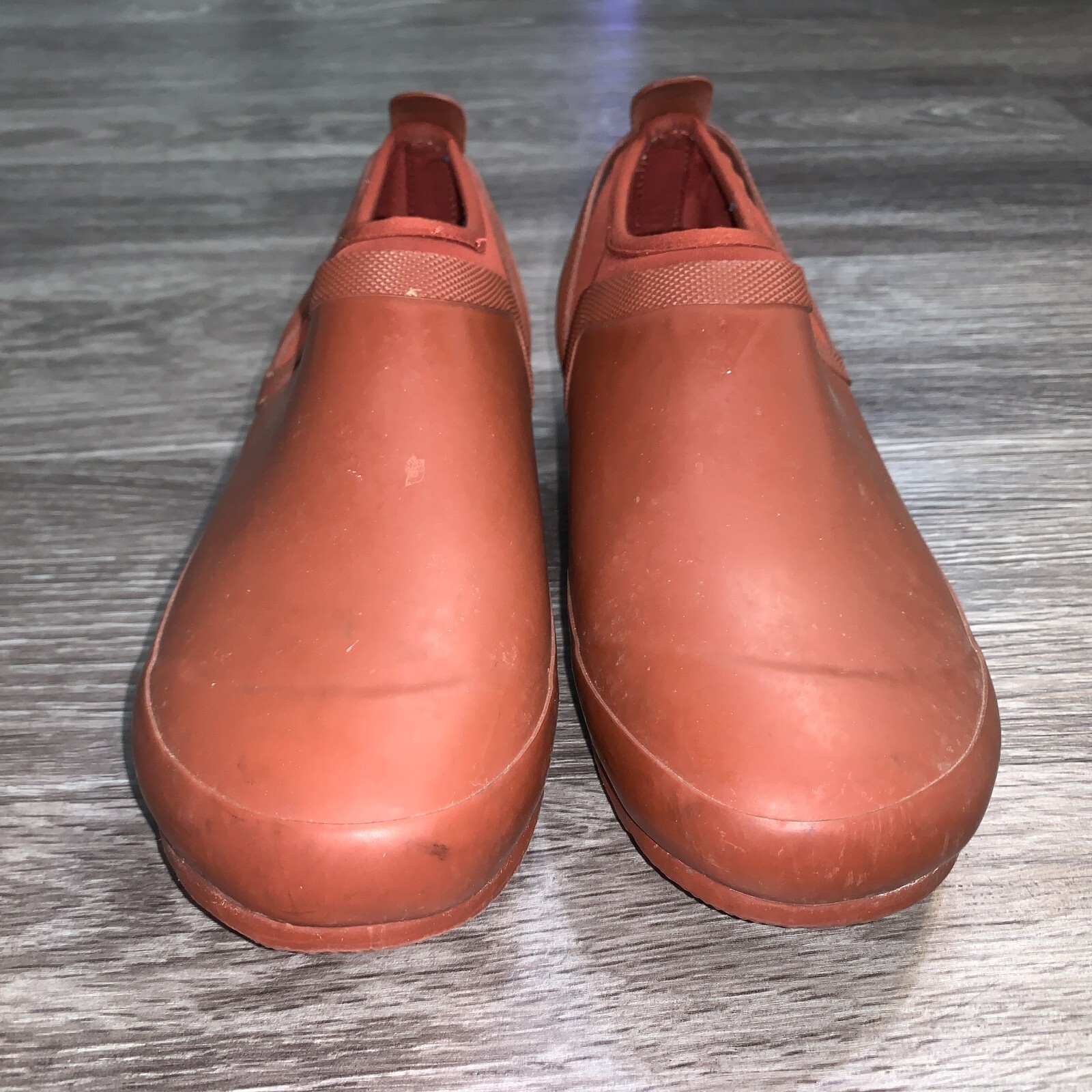Womens L.L. Bean Red Nylon Rubber Wellies Shoes Boots Sz. 8