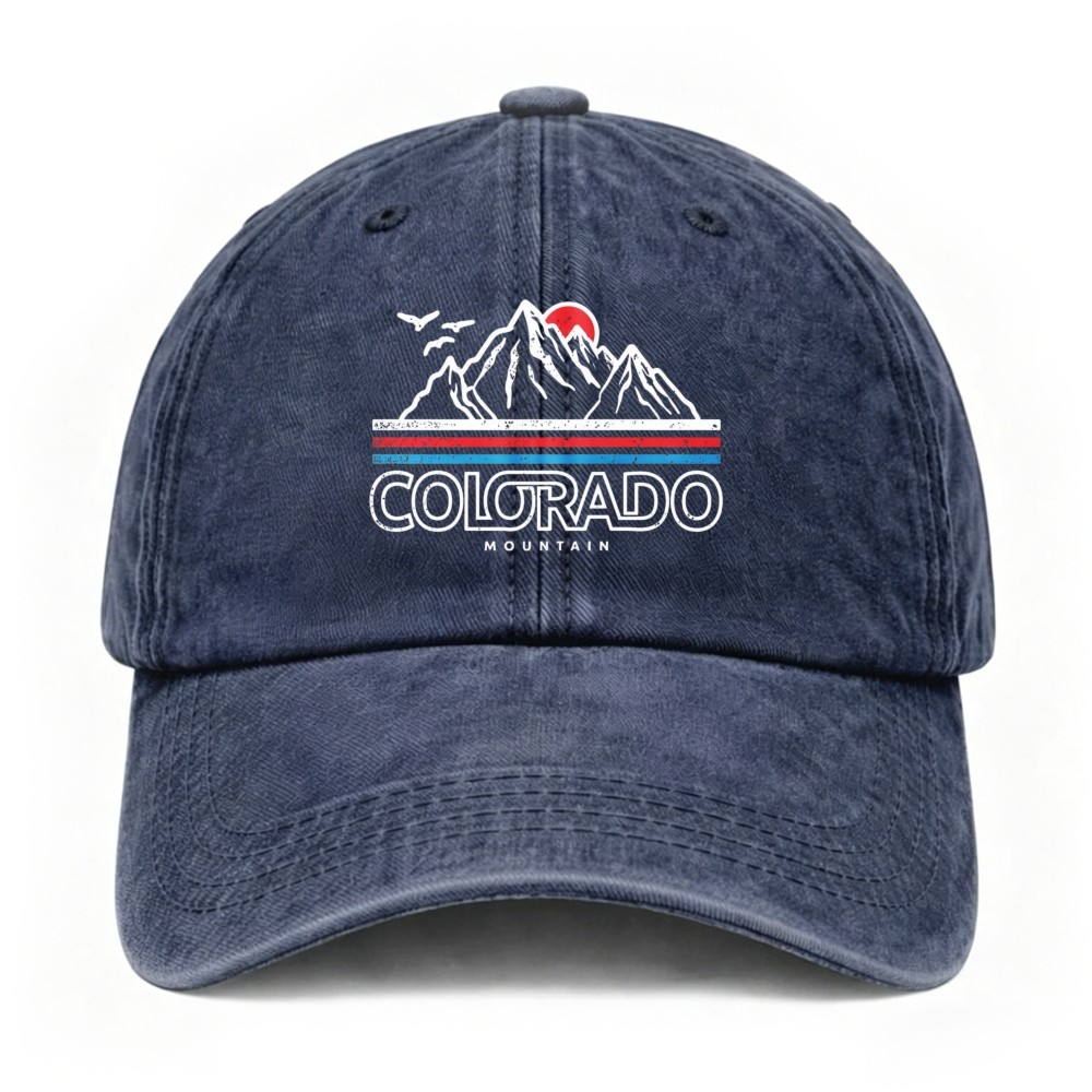 Colorado Mountain Outdoor Nature State Pride Casual Unisex Washed Baseball Cap