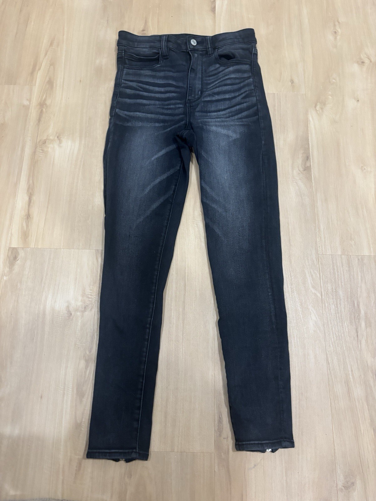 American Eagle Black Distressed Next Level Stretch Highest Rise Jegging Jean Sz6