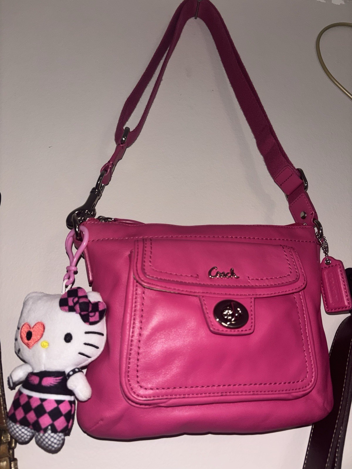 Pink Coach Ashley Crossbody or shoulder bag, silver hardware. 2009