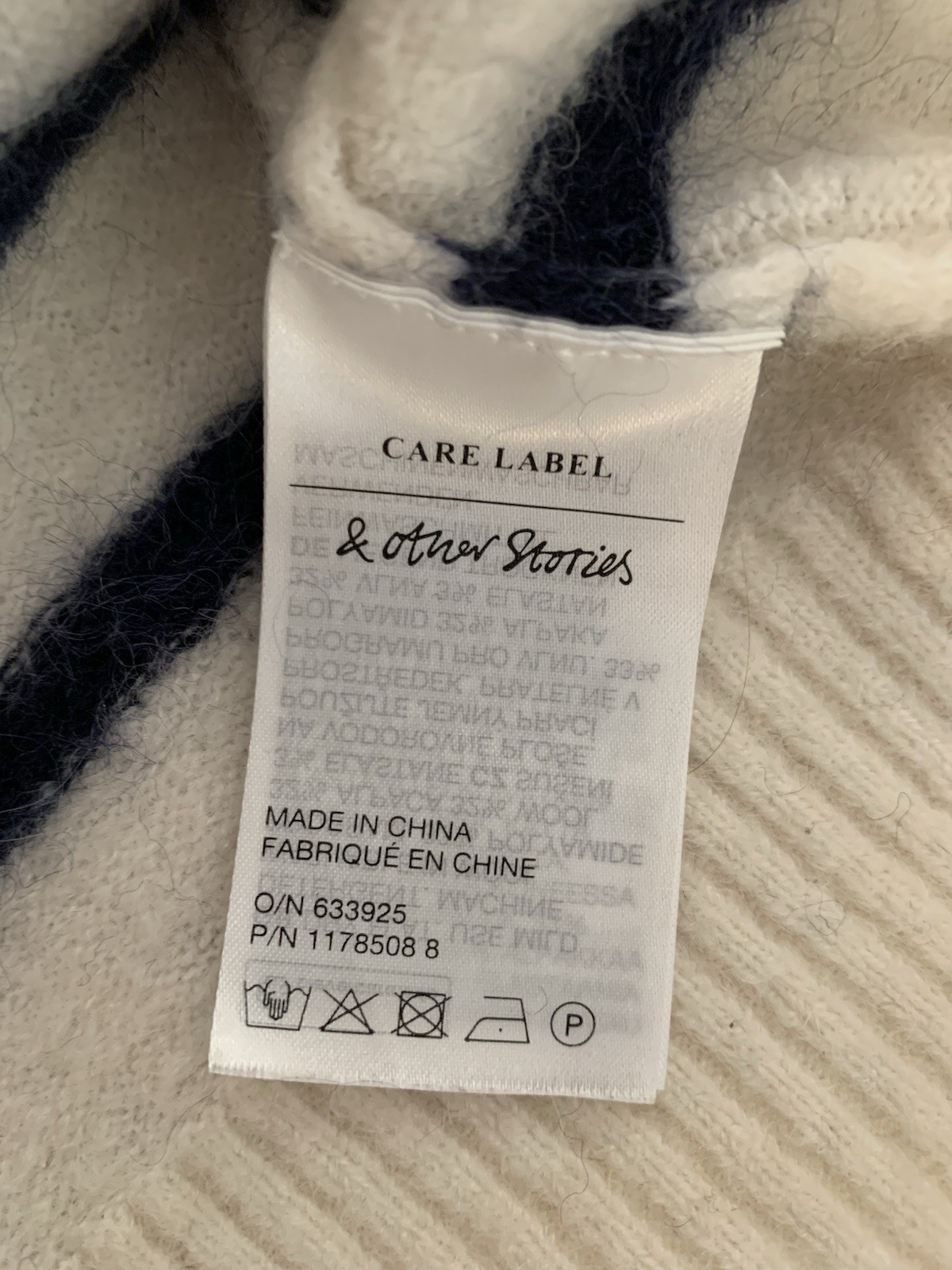 & Other Stories Paris Atelier Striped Alpaca Blend Jumper Cream & Navy Size S