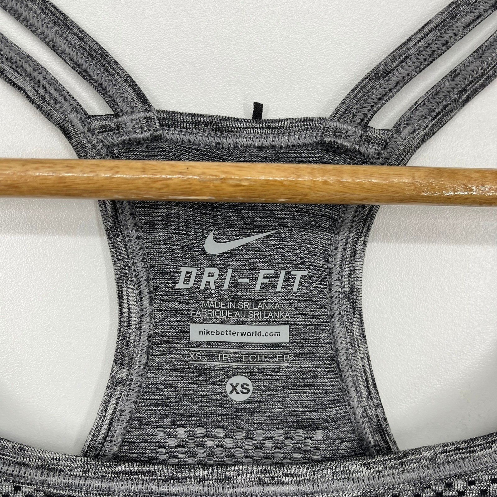 Nike Dri-FIT Womens Space Dye Racerback Tank Top Grey Black Size XS