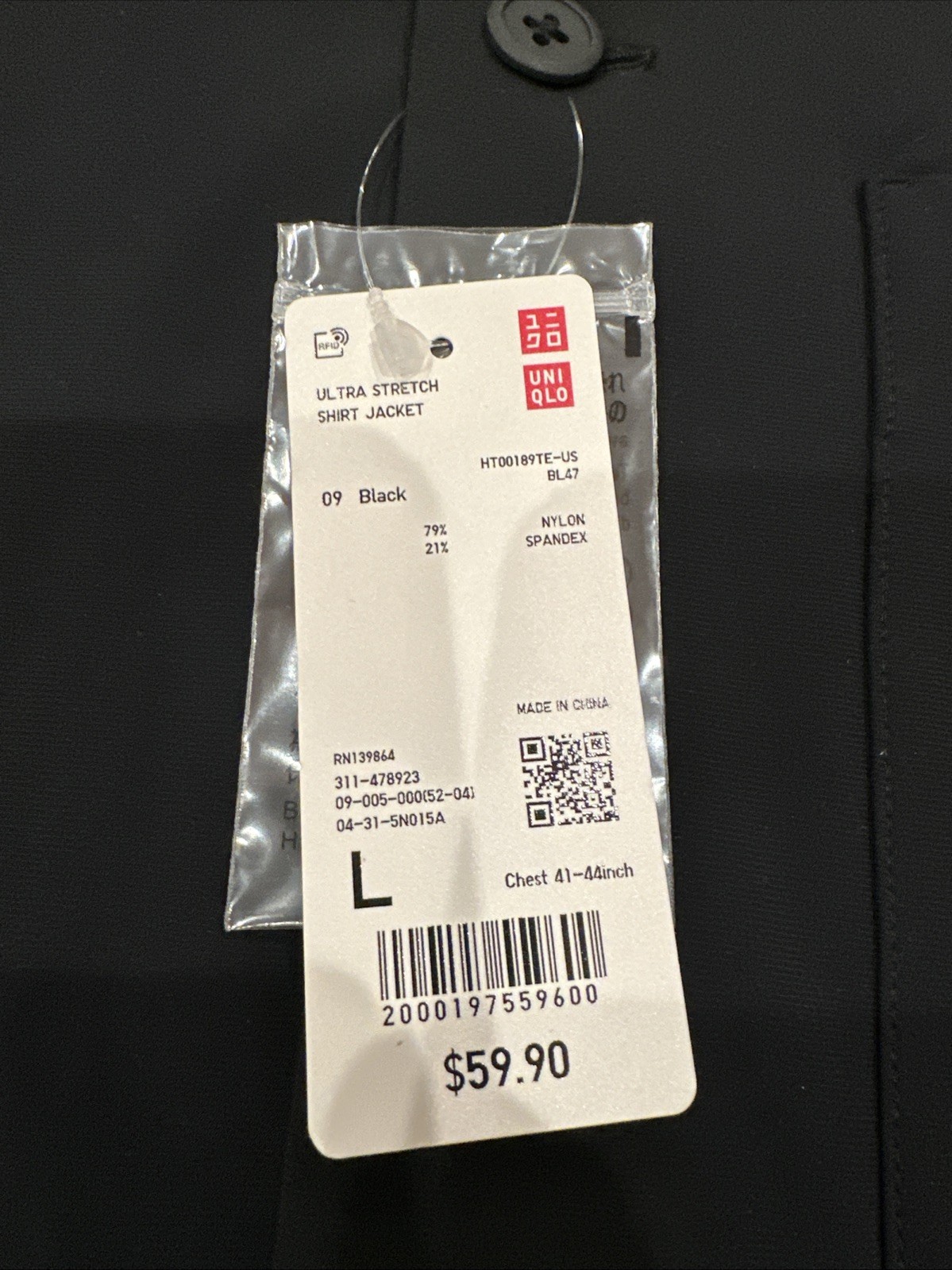 Uniqlo Ultra Stretch Shirt Jacket Black Large