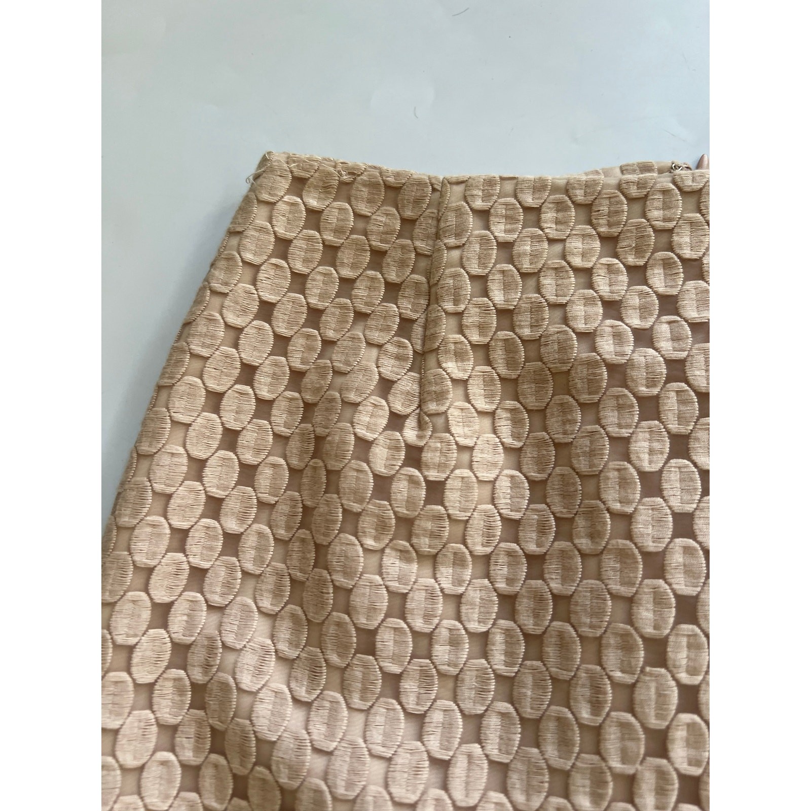 Intermix Nude Pink Beige Sheer Lined Slit Pencil Skirt Womens P Petite Cotton