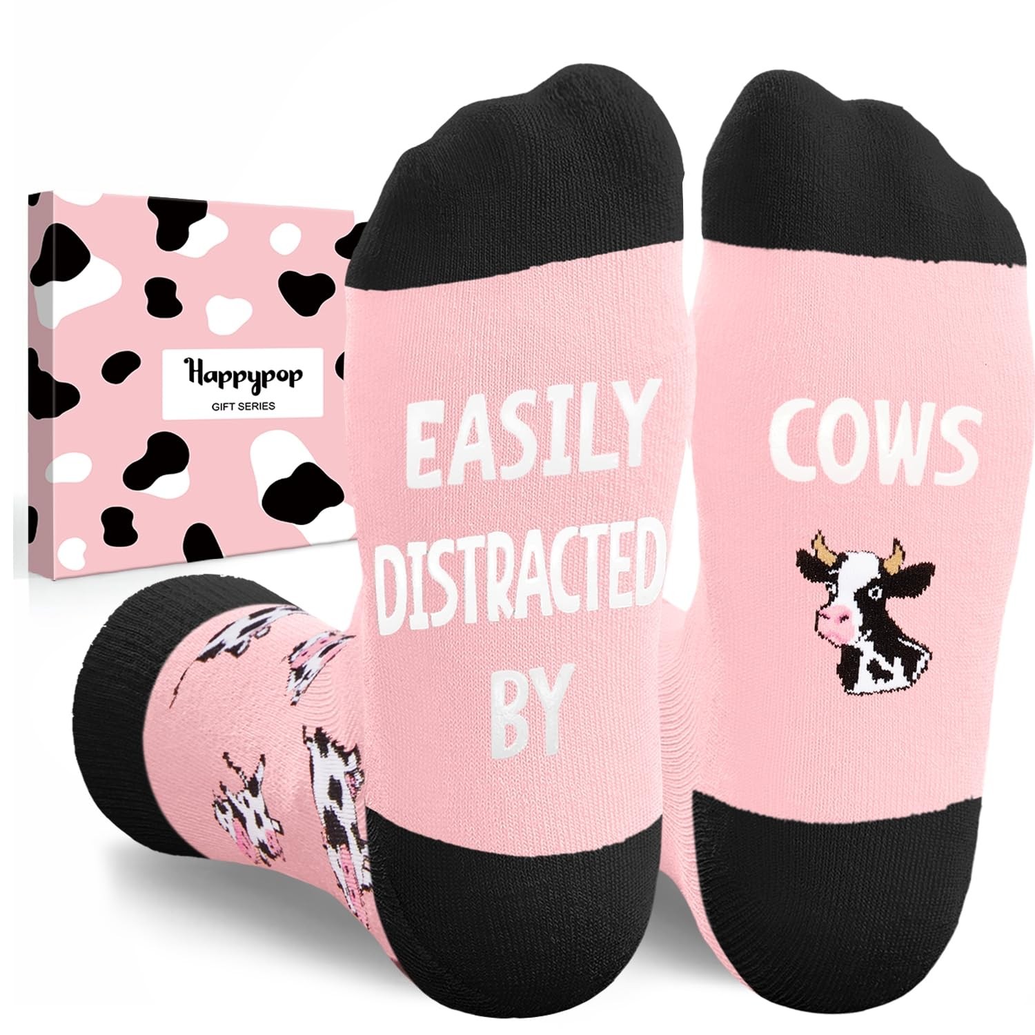 HAPPYPOP Novelty Cow Gifts for Women – Print Medium, Distracted Pink