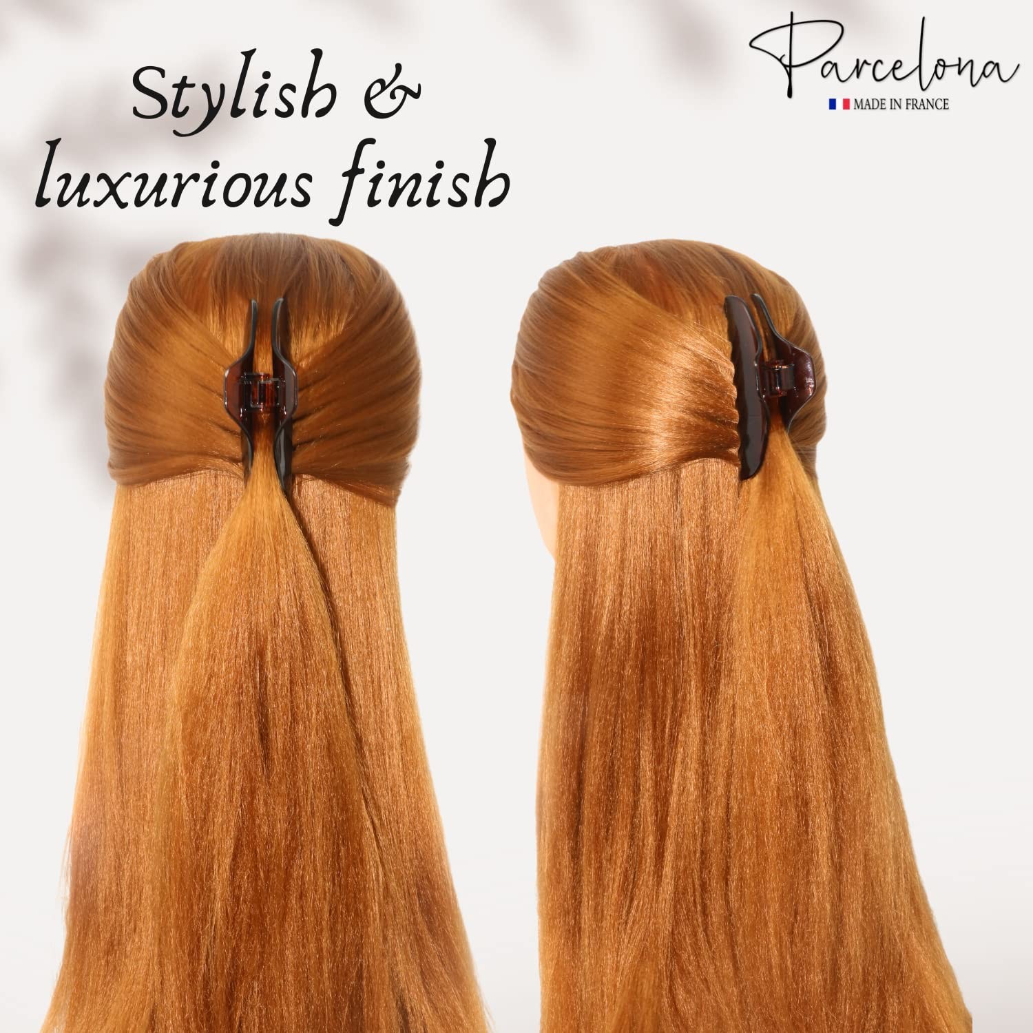 Parcelona French Boss Thin 3 1/2″ Medium Celluloid Jaw Hair Claw for Women