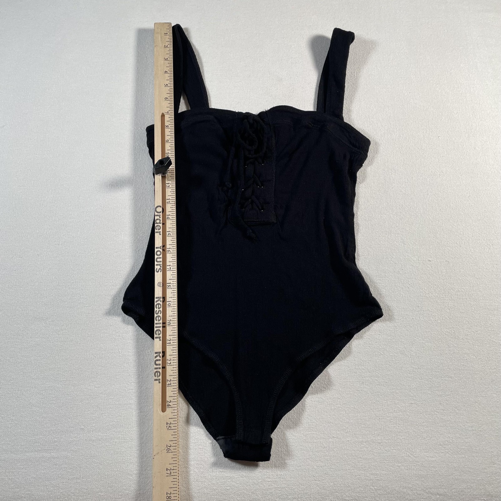 Free People Bodysuit Womens Small Black Lace Up Intimately Jersey Snap Stretch