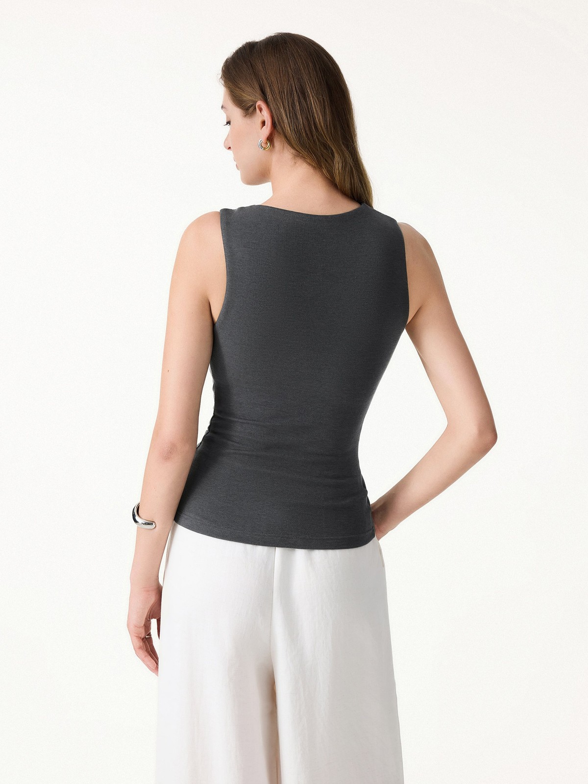 OGL Sweat-Wicking Asymmetrical Neck Knotted Bra Tank