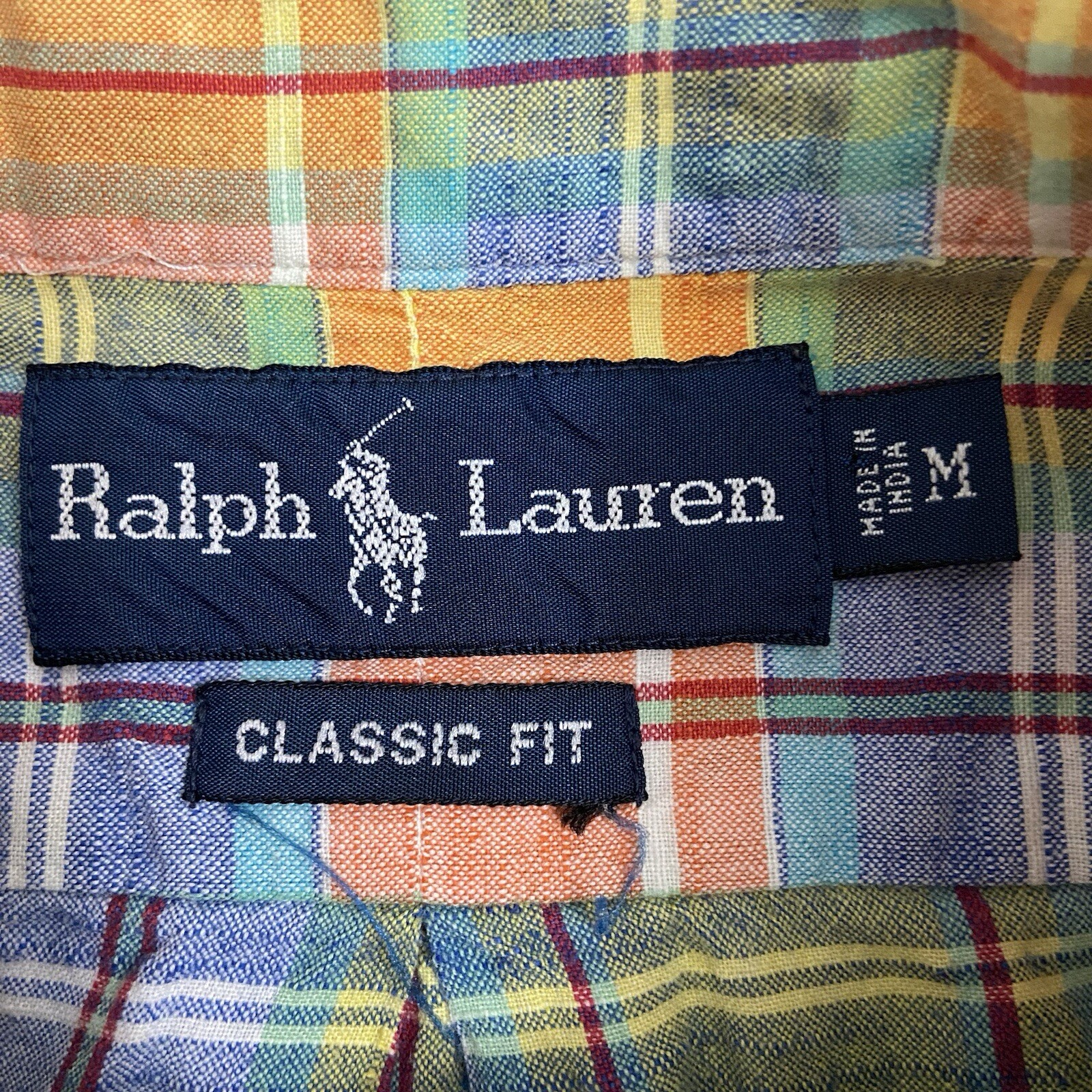 Ralph Lauren Classic Fit Oxford Button Down Shirt Men Medium Madras Plaid SS