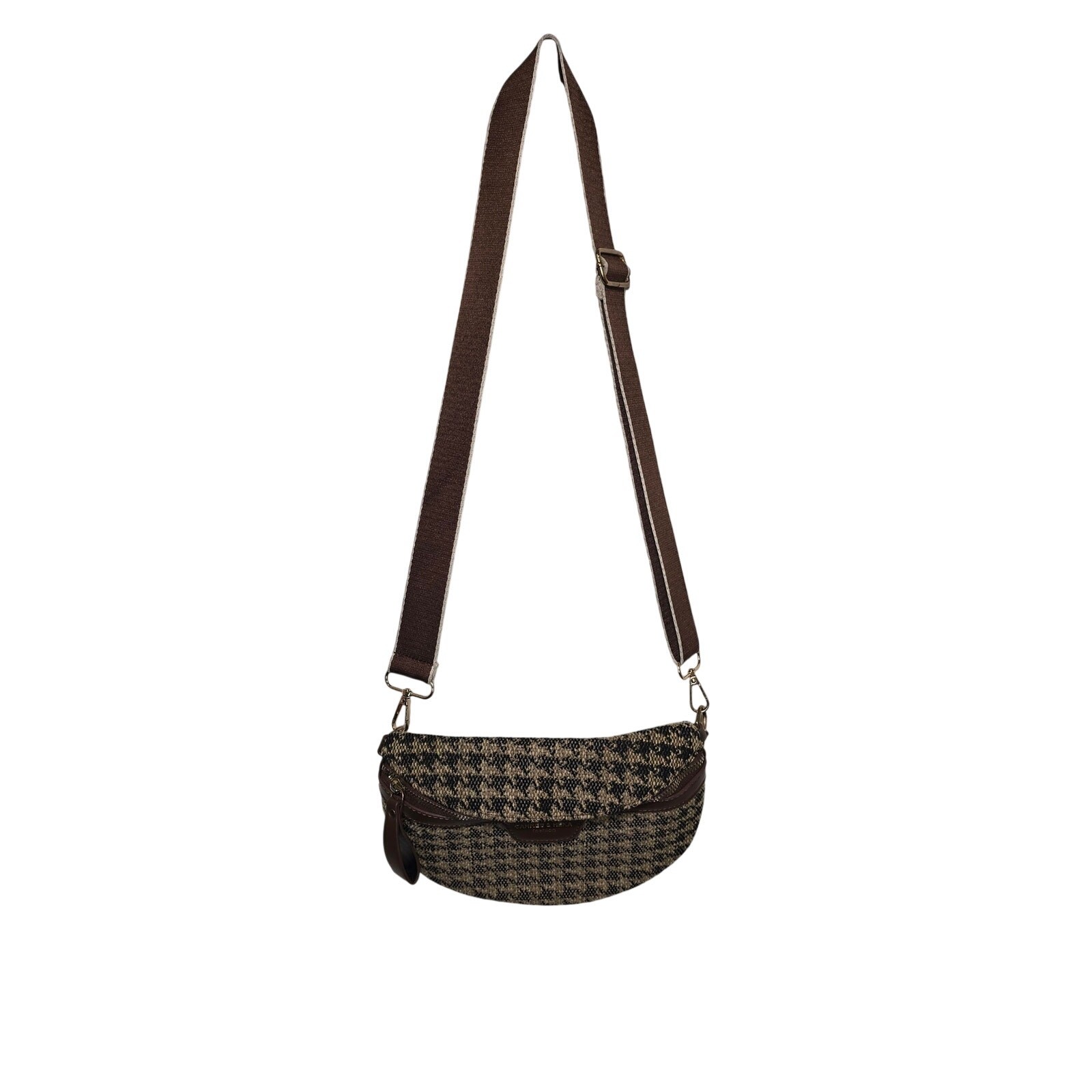 NWOT Cahres & Heka Houndstooth Crossbody Bag with Chain , Shoulder Strap 10x7x3