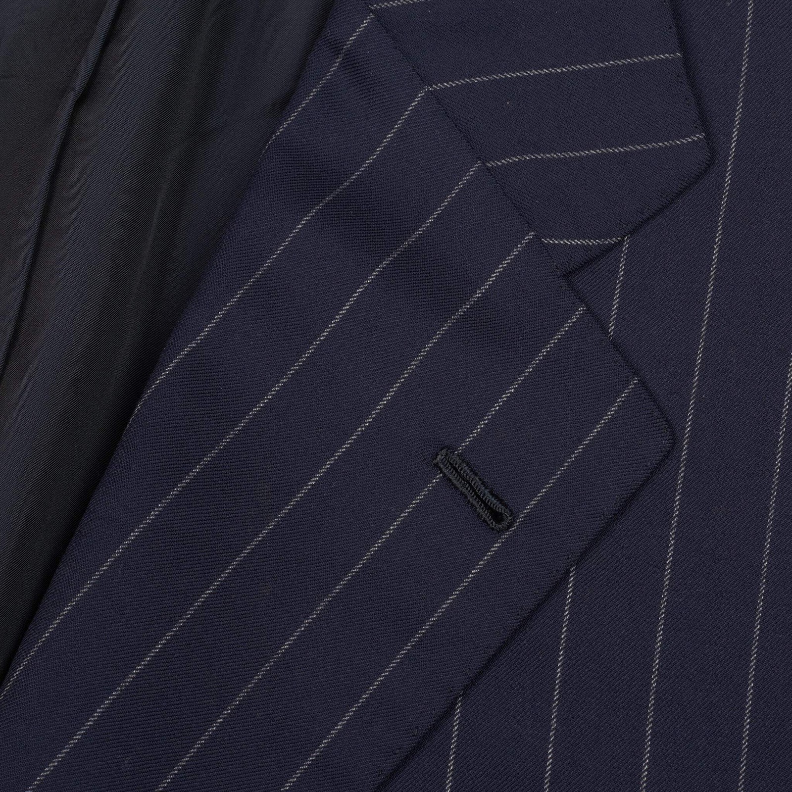 CESARE ATTOLINI Handmade Navy Blue Striped Super 180’s Wool Suit EU 48 US 38
