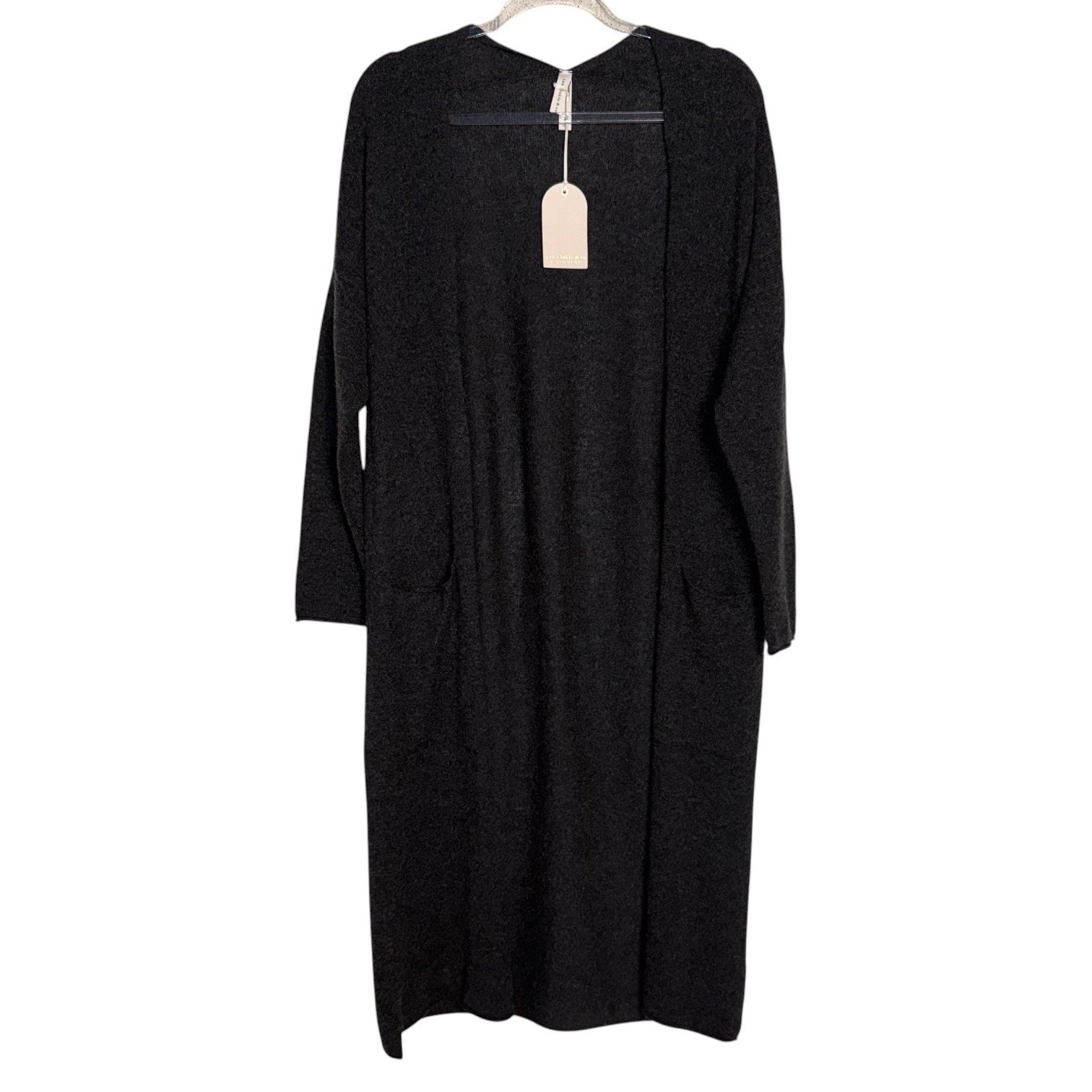 Van Winkle Womens Size Small Heather Gray 100% Cashmere r Open Front Robe