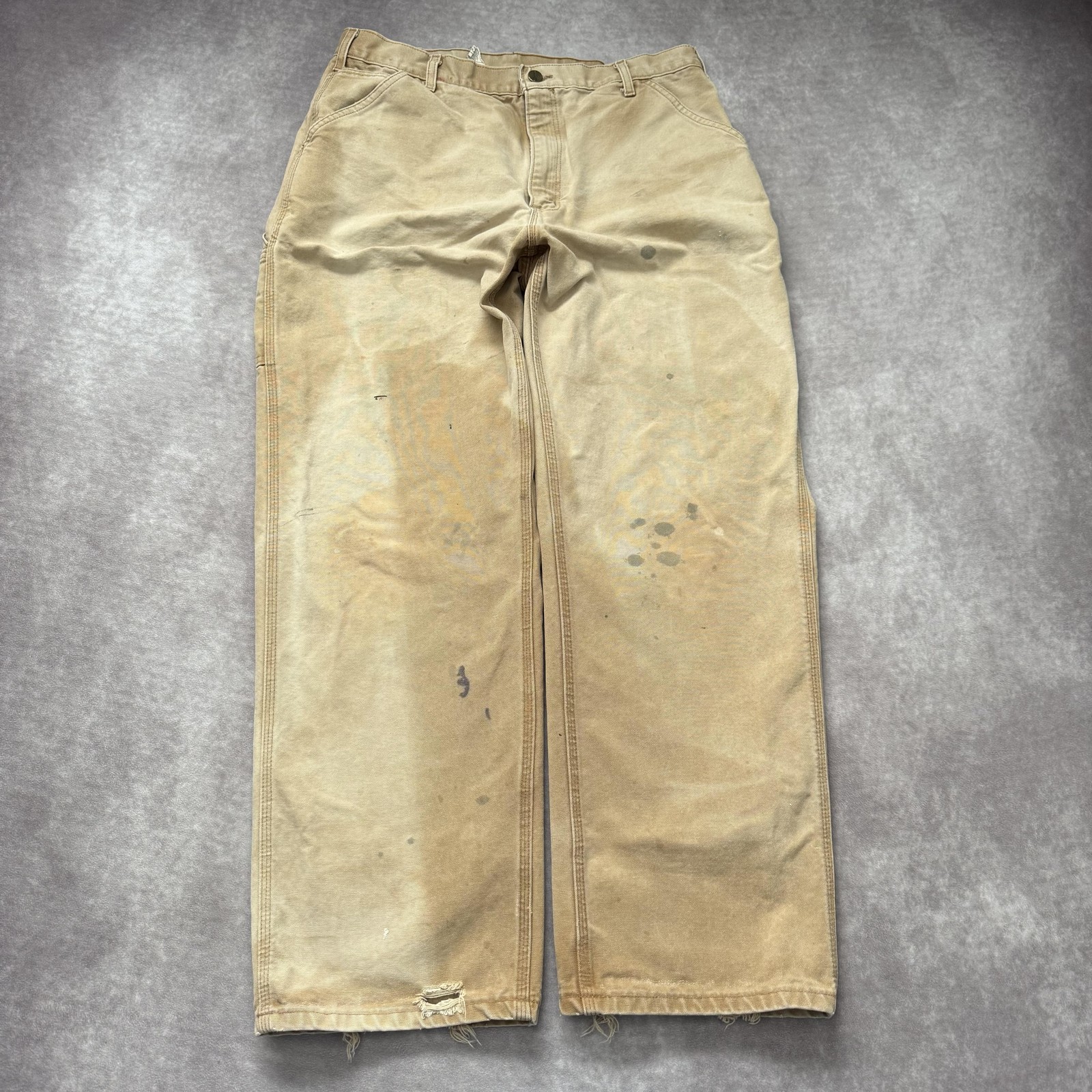 Vintage 90s Carhartt B11 Pants Mens 36×32 Beige Paint Fade Canvas Carpenter