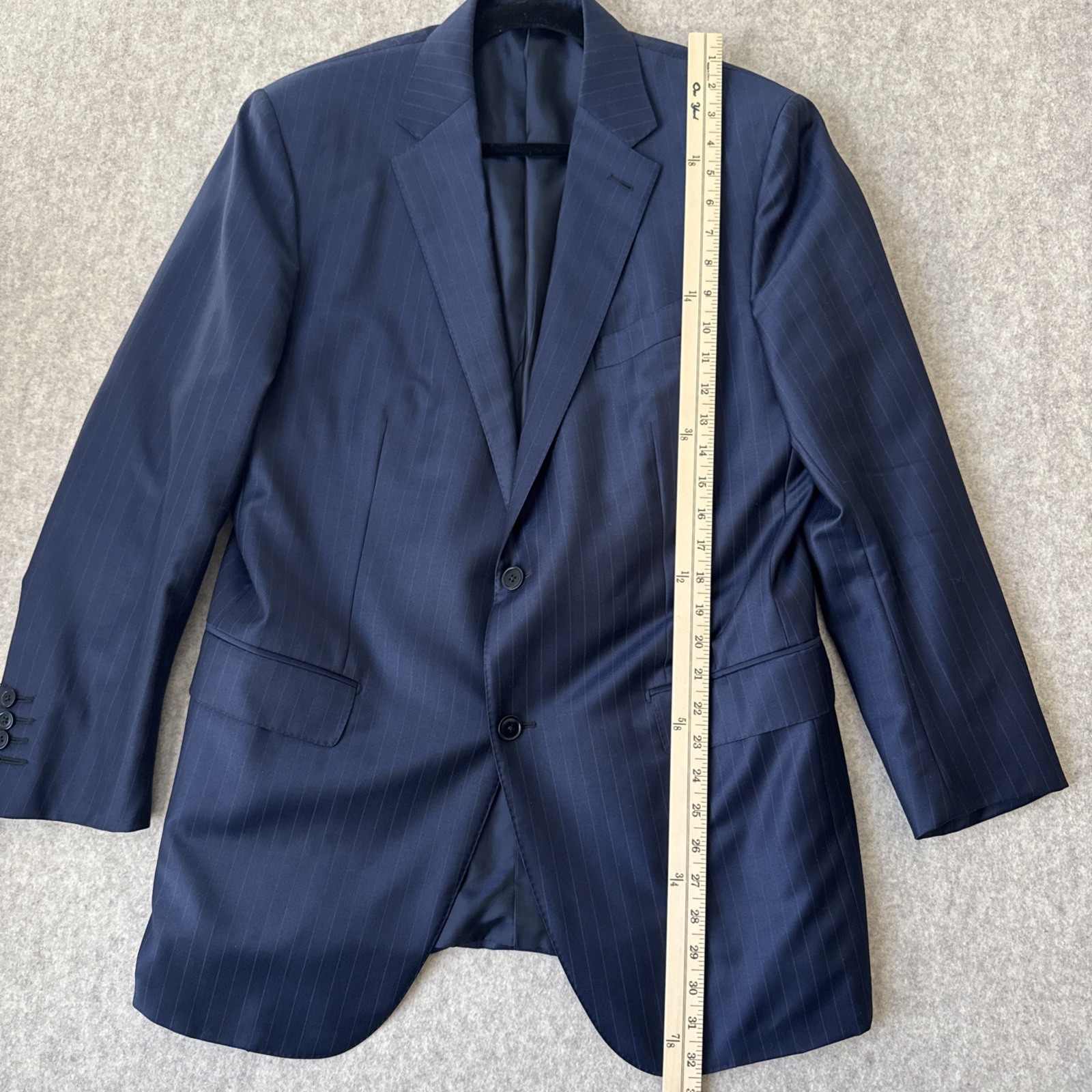 Ermenegildo Zegna Trofeo Suit Mens 54L Blue Pinstriped Wool 36×32 Tailored Fit