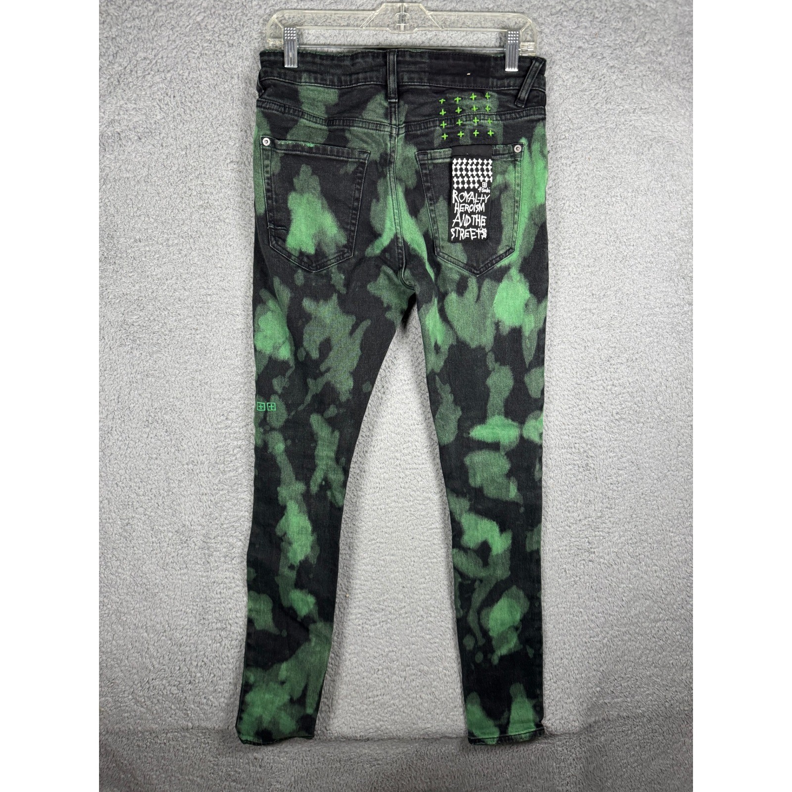 Ksubi Van Winkle Reakti Black Neon Green Skinny Jeans MPS23DJ004 Mens 30
