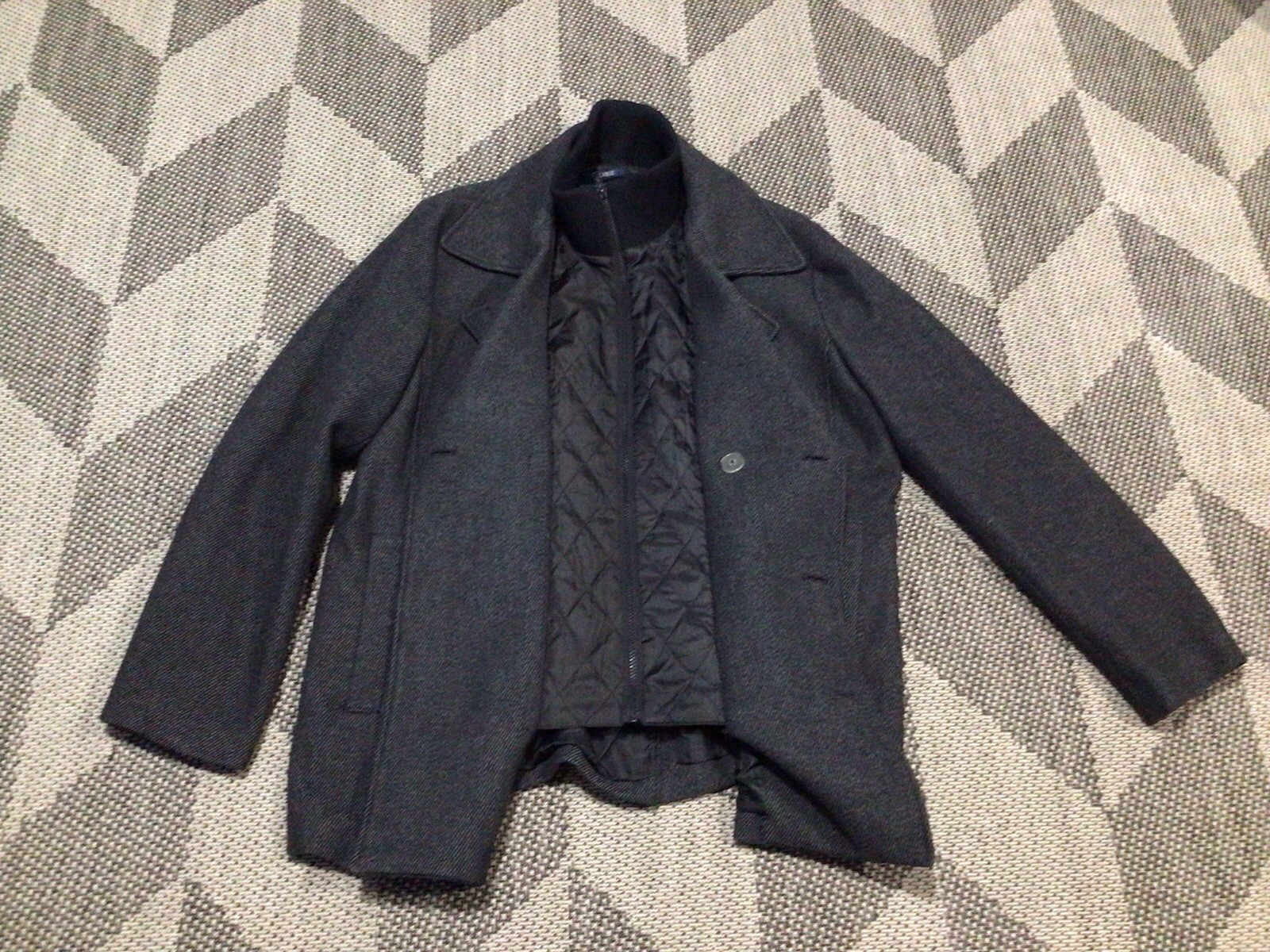 American Rag Gray 3 Button Quilted Zip Liner Rib Collar Long Sleeves Jacket XL