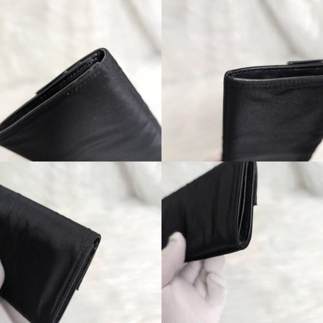 PRADA Triangle Logo Plate Nylon Leather Bi Fold Long Wallet 1M1037