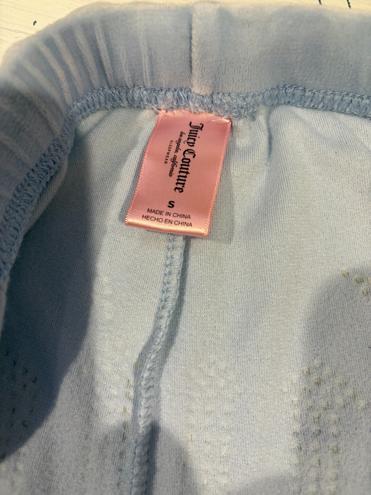 Juicy Couture Sleepwear Velour Pajama Set Ice Blue Rhinestone Bling Sz Small