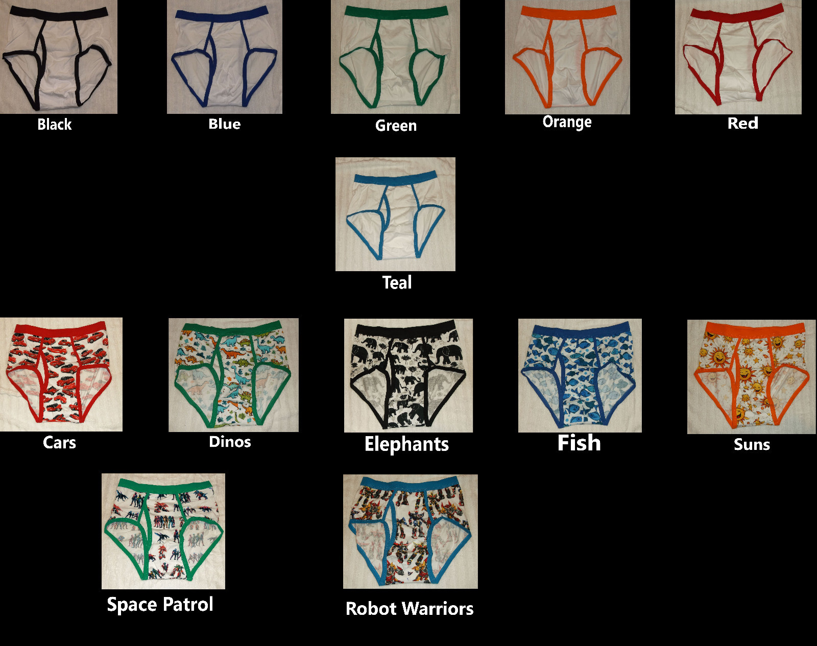 Men’s Pattern / Cartoon / Colored Waistband Adult Briefs Underwear S, M, L