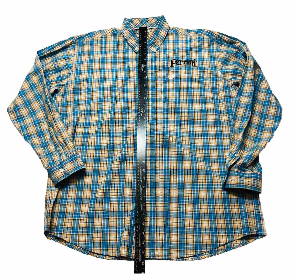 Cinch Western Shirt Mens Large Blue Plaid Long Sleeve White Logo Ferrini Logo