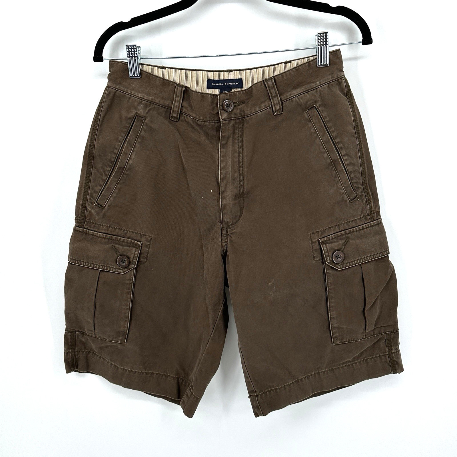 Banana Republic Heritage Washed Cotton Twill Cargo Shorts Men’s Size 29 Brown