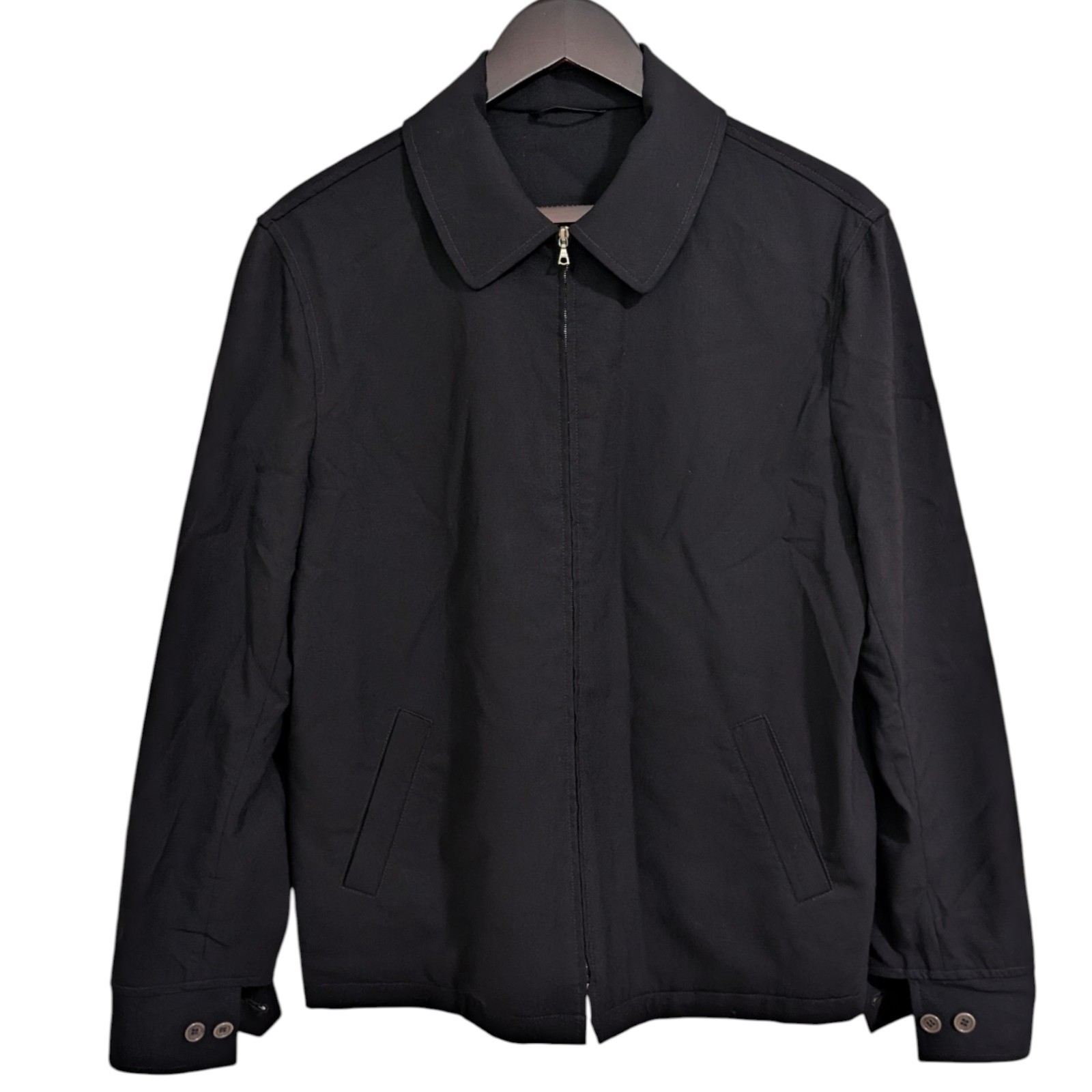 TSE Men’s Black Minimalist Full-Zip Harrington Jacket Medium