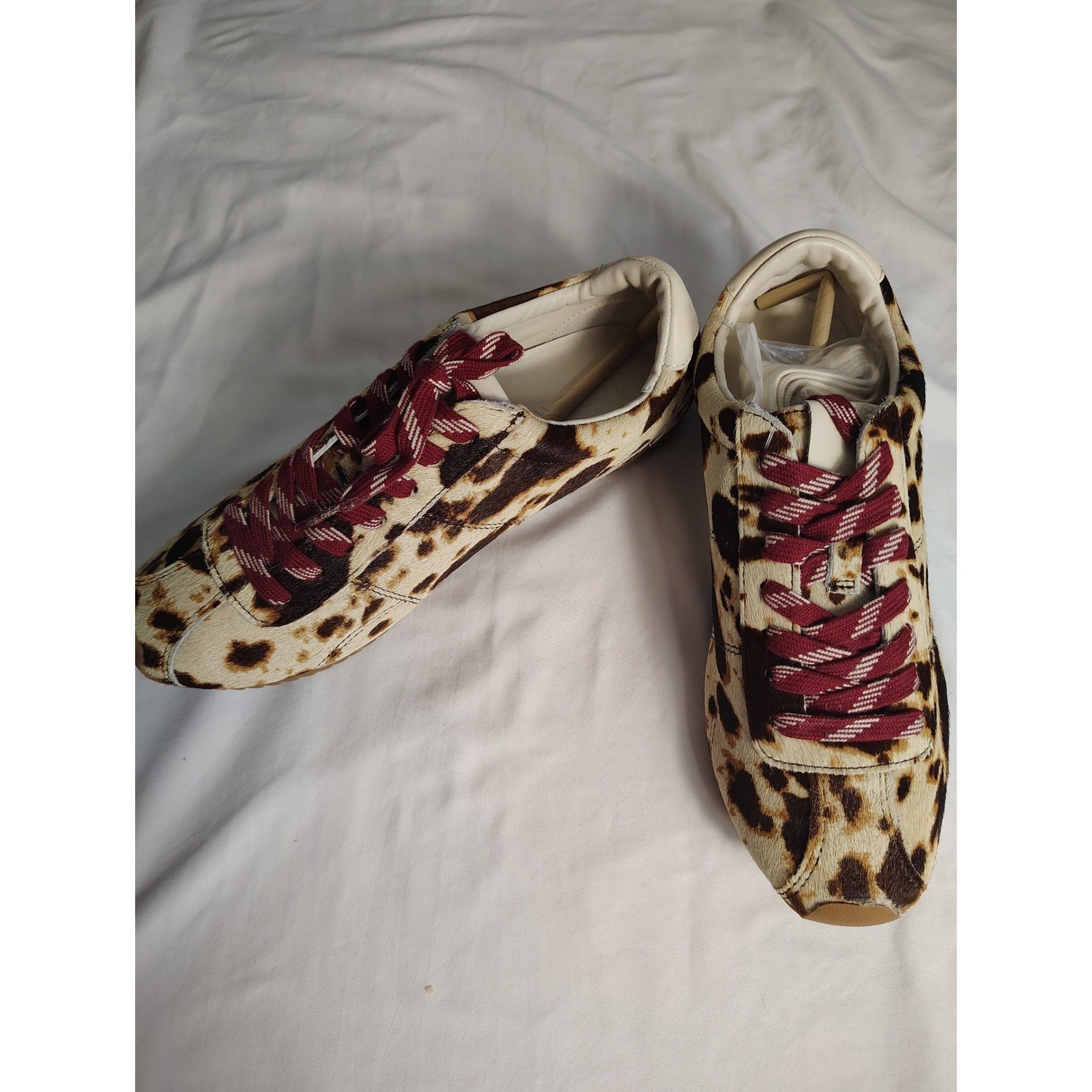 J.Crew Leopard Print Calf Hair Sneakers Trainers Brown Tan Burgundy Women 9