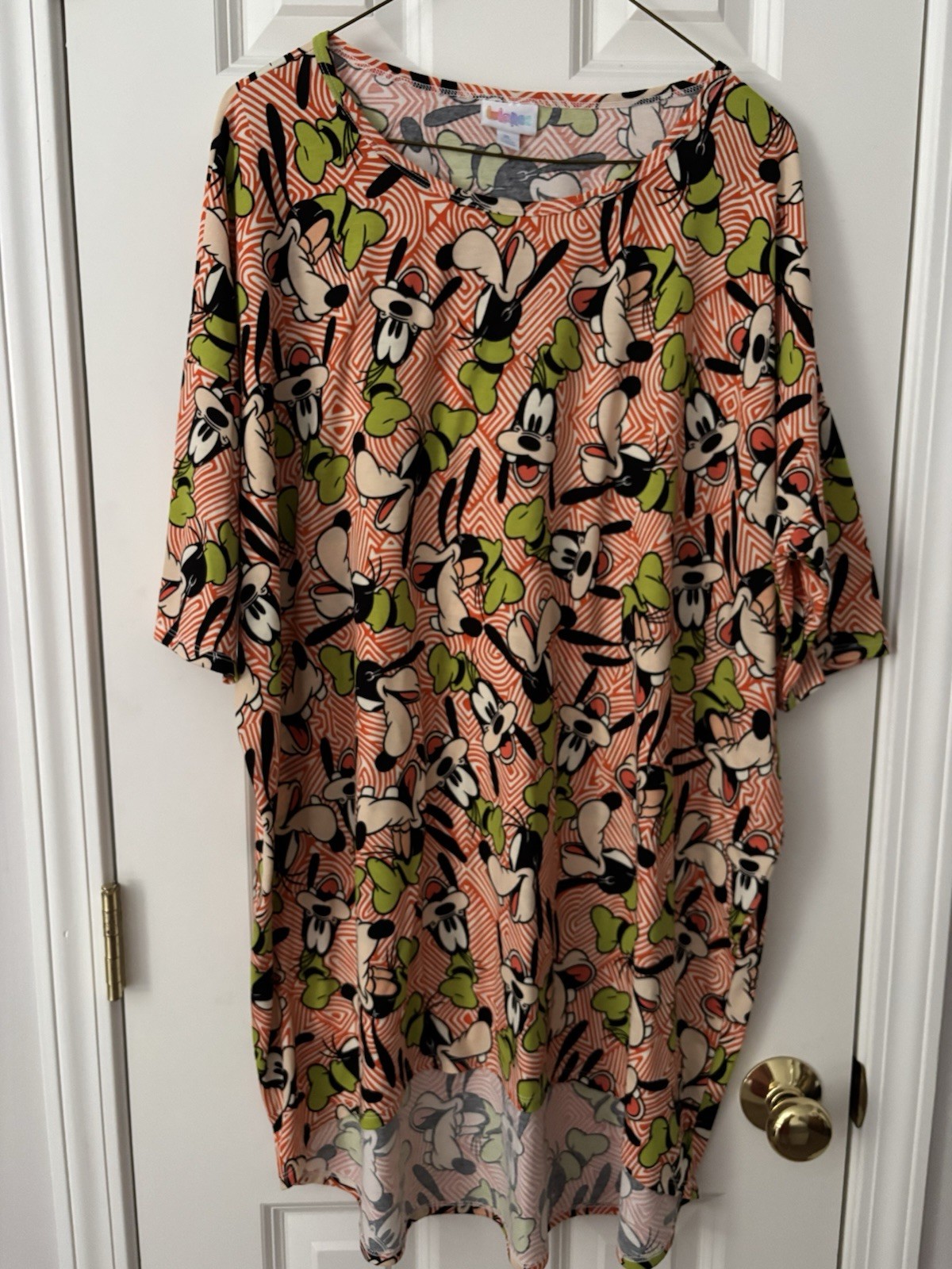 LuLaRoe Maternity XL Minnie Mouse Multicolor Ruffle Sleeve Stretch Tunic