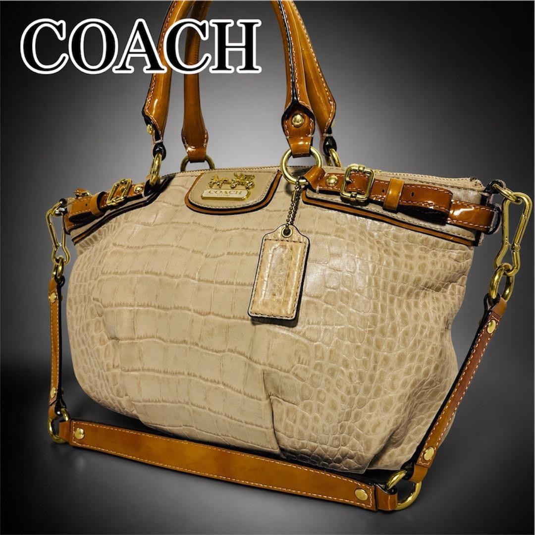 COACH Madison Croc Embossed 2way Bag Y2K