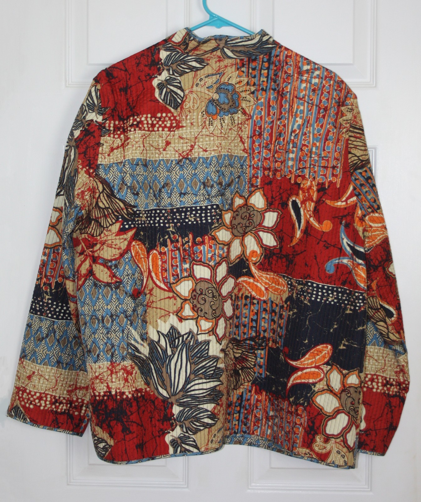 Reversible Quilted Patchwork Jacket Womens Boho Artisan Floral Geometric Opn Frt