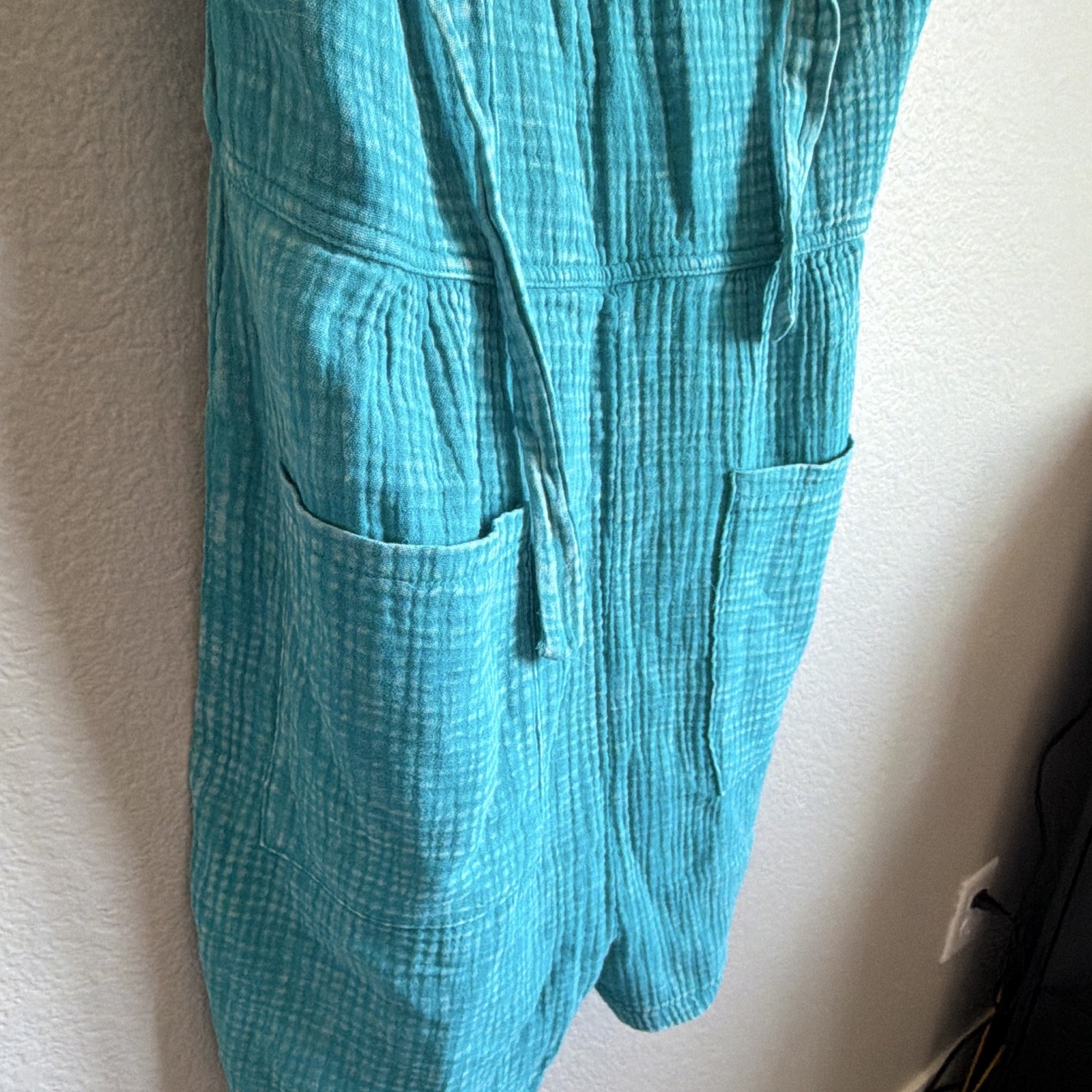 Women’s Zenana Blue Cotton Woven Square Neckline Romper One Size
