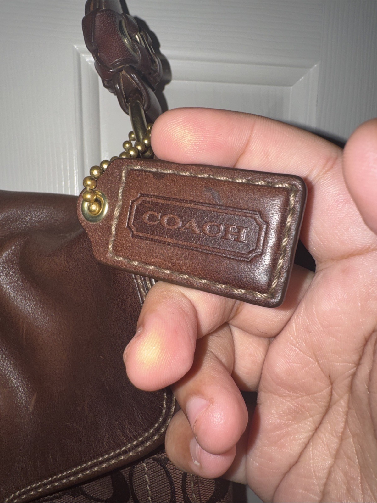 Coach BLEEKER Signature Brown Canvas & Leather Flap Shoulder Bag 11434