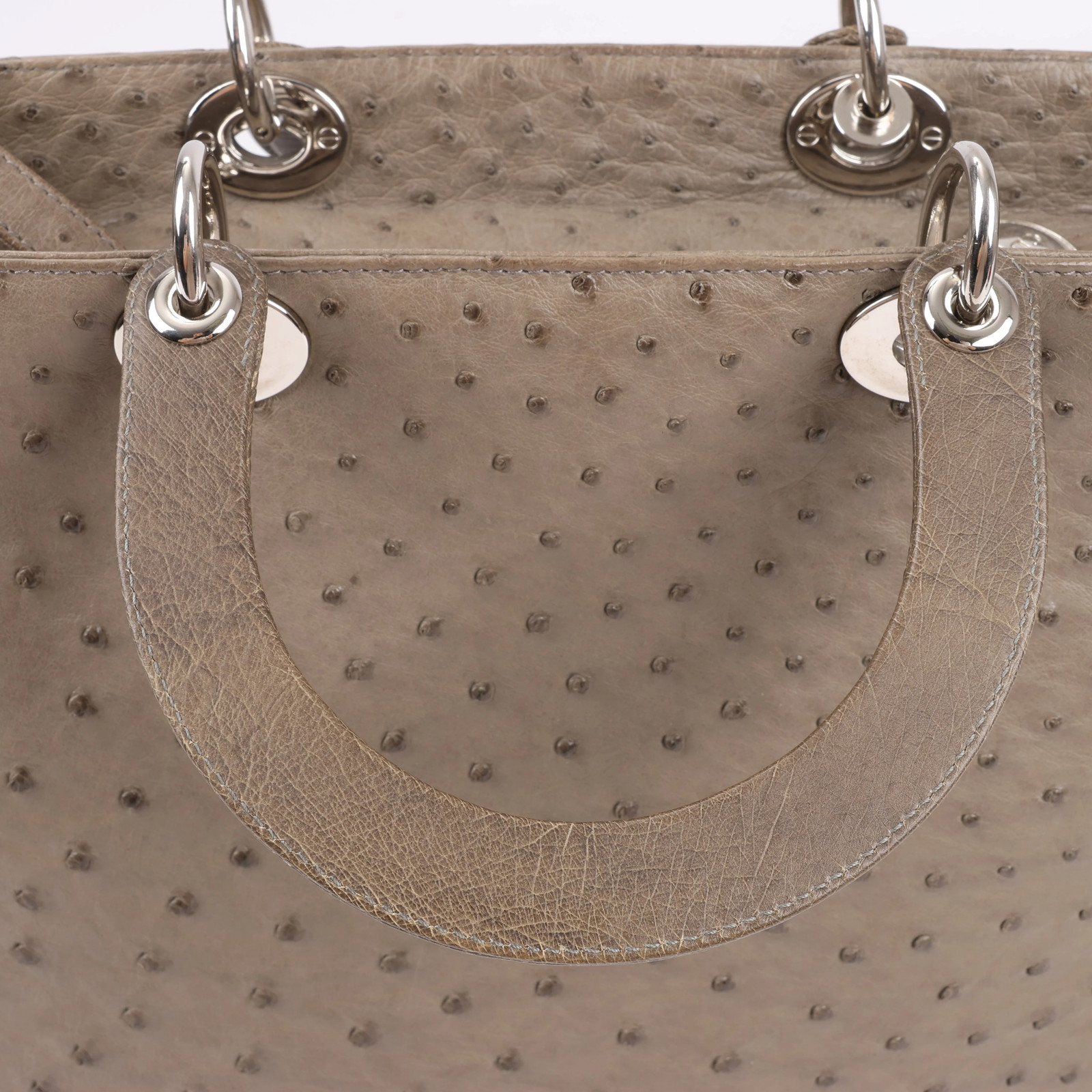 Dior Lady Dior Ostrich Large 2Way Handbag in Brown
