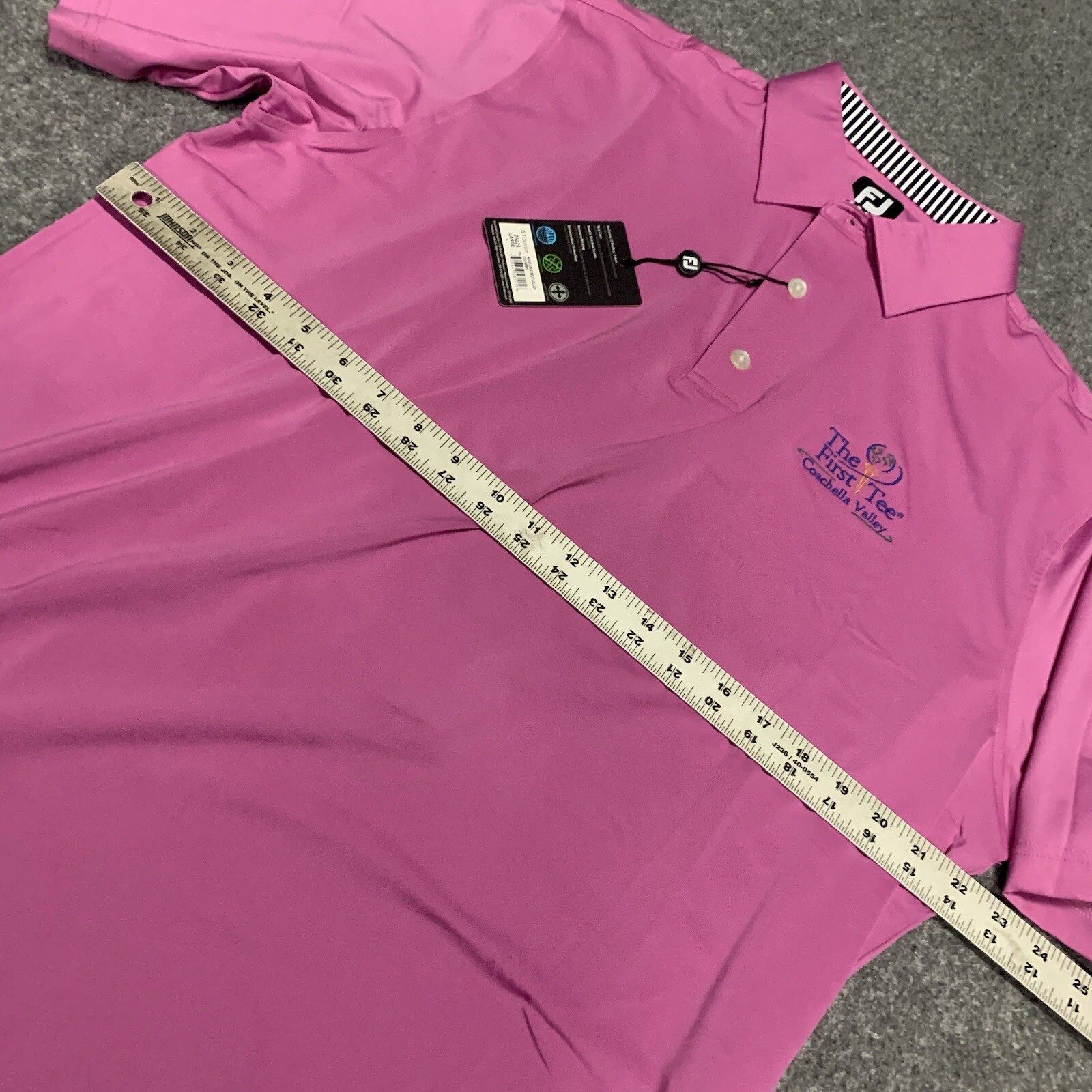 NEW FootJoy Solid Lisle Self Collar Polo Men Large Large Pink Short Sleeve NWT