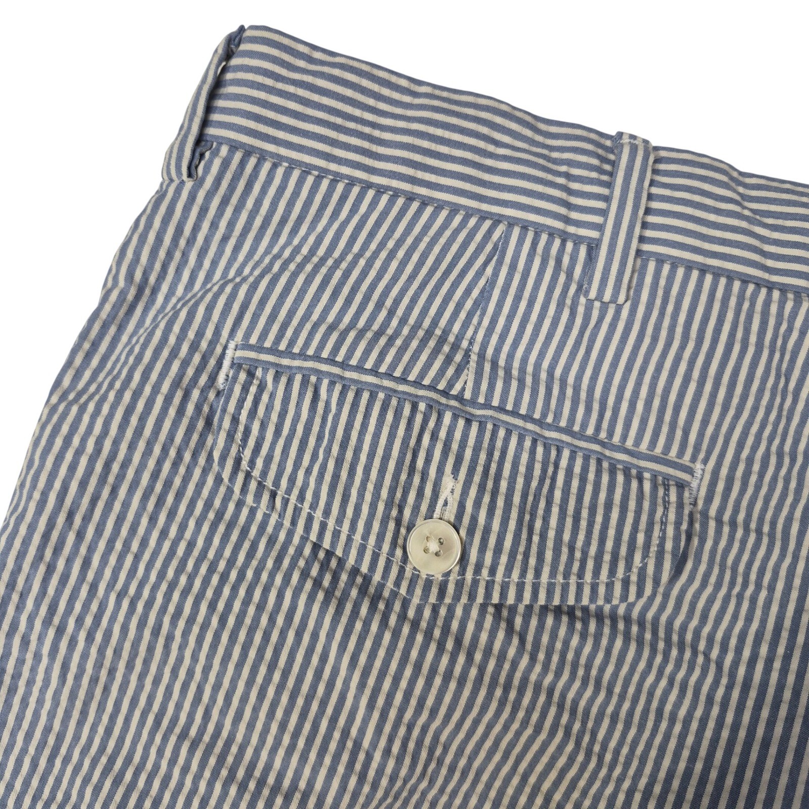Polo Ralph Lauren Shorts Mens 42 Blue Seersucker Striped Cotton Preppy Vintage