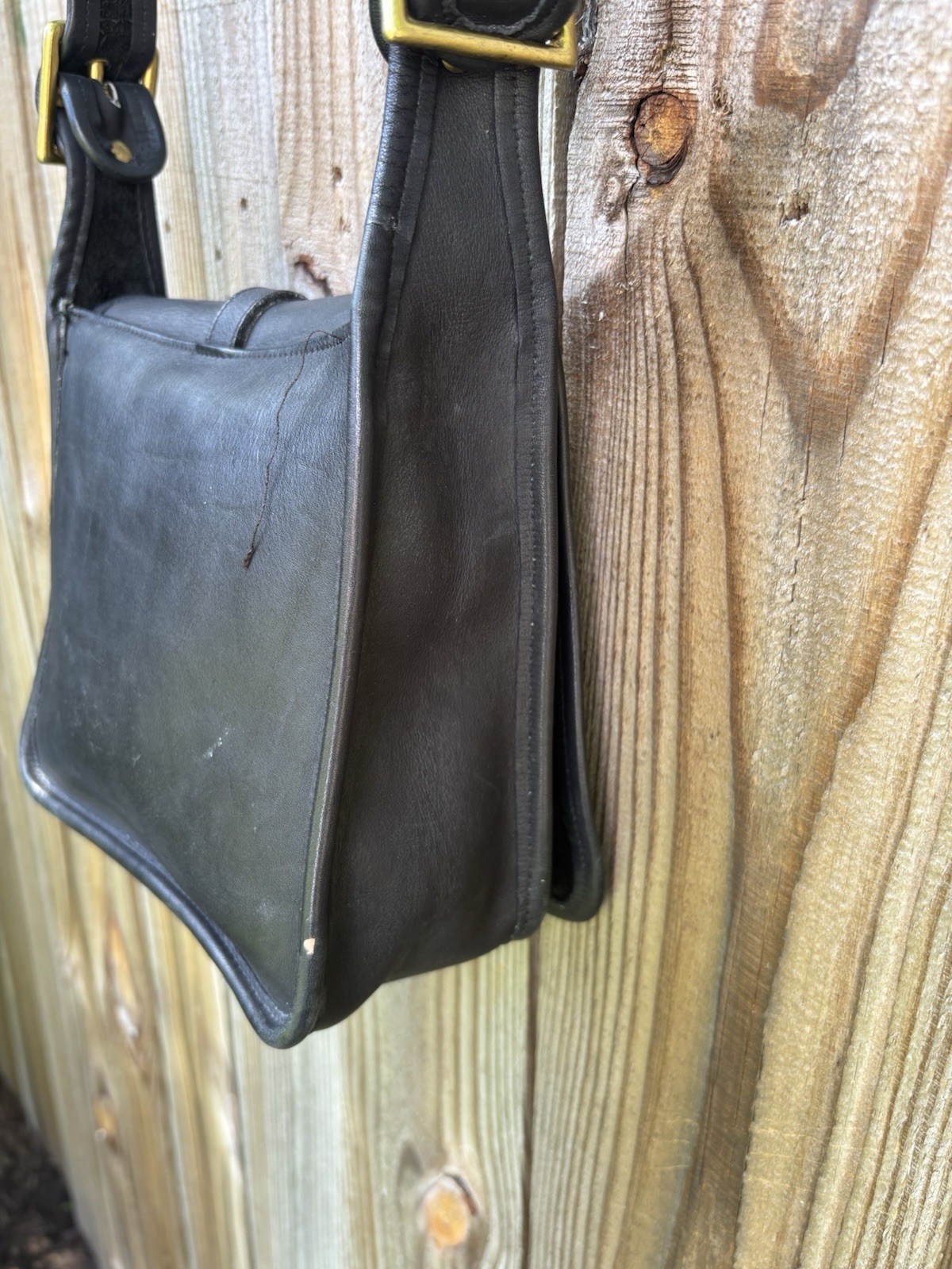 RARE Coach Pre Creed 1973 1970s Leather Hasp Bag Shoulder Bonnie Cashin Black