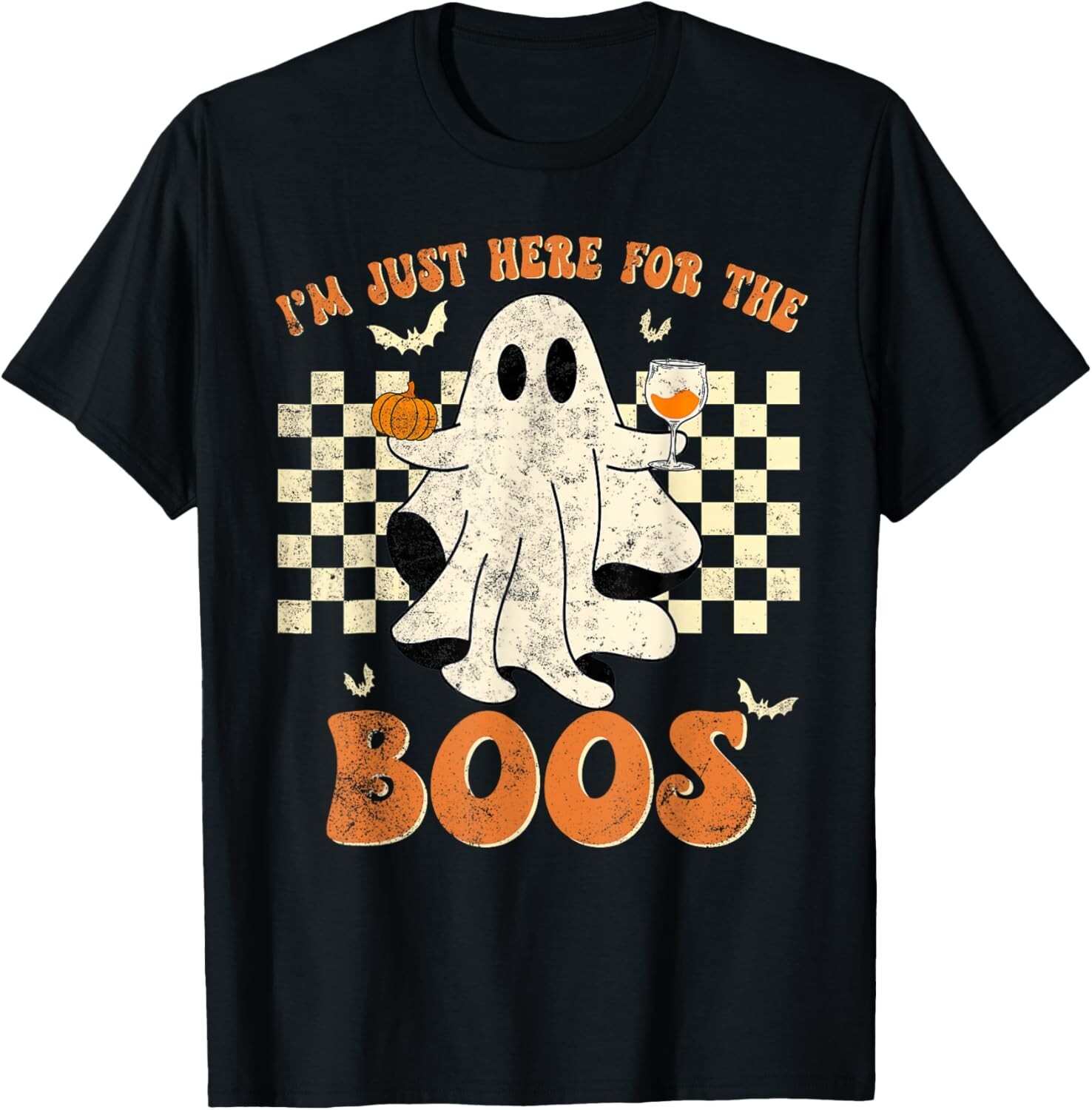 I’m Just Here For The Boos Ghost Retro Groovy Halloween T-Shirt