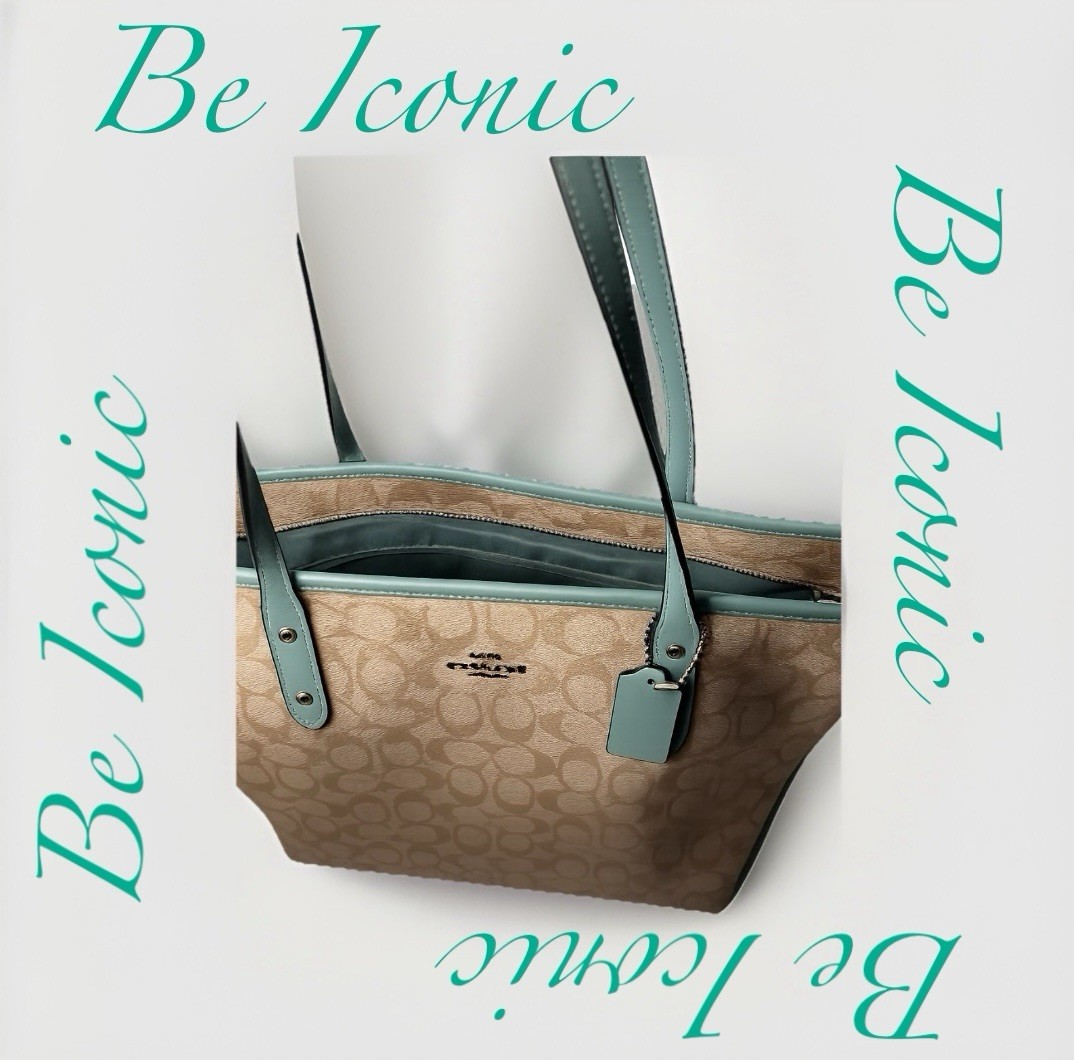 Coach Women’s Signature City Tote In Khaki Teal