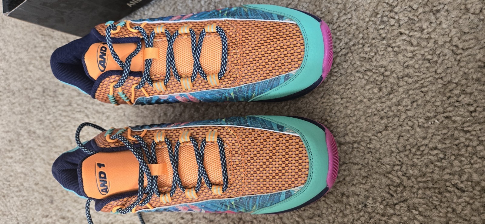 AND1 Explosive T Orange Teal Pink Purple Navy Low Top Lace-Up Athletic Sneaker