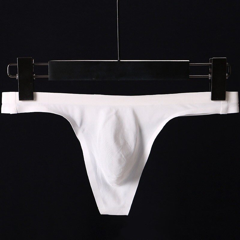 Ultra-thin Seamless Thong Men G Strings Briefs Pouch Ice Silk Underwear T-back