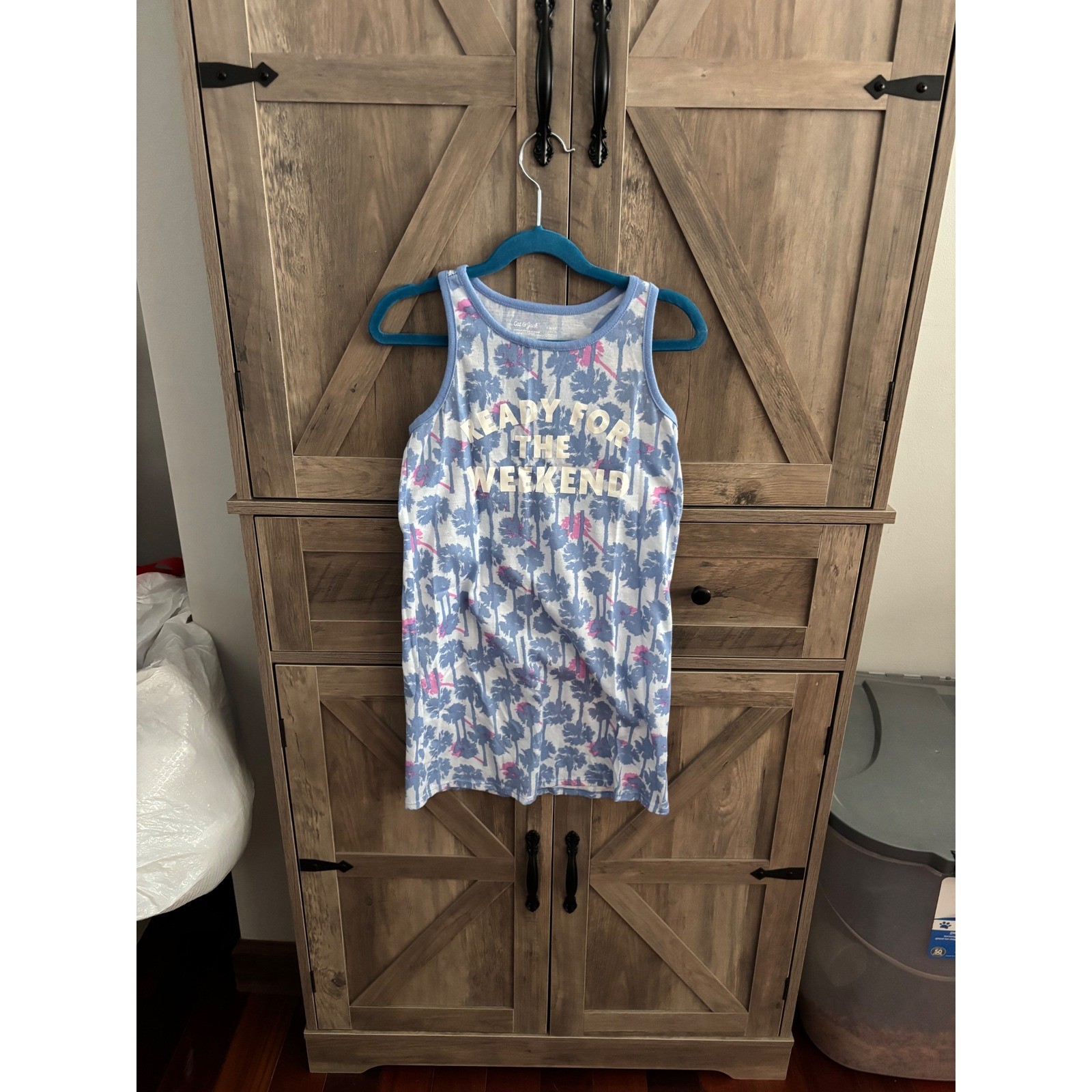 Cat & Jack Girls 2pc Nightgown Set Hamster Tie Dye Palm Tree S 6 6X Sleeveless
