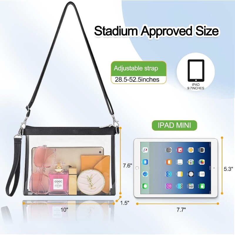Clear PVC Tote Bag Crossbody Handbag For Stadium Safe Transparent Purse