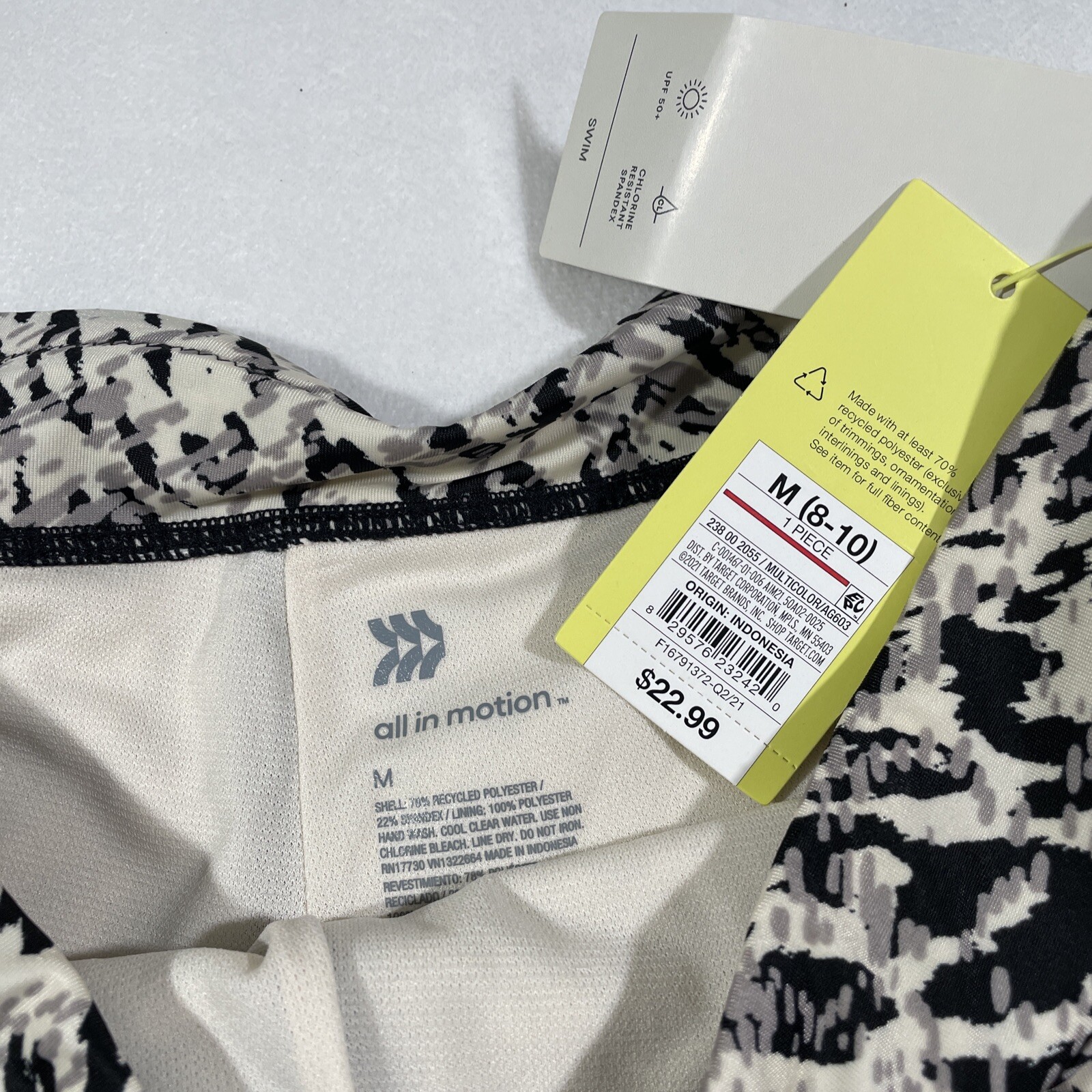 NWT $46 All in Motion [ Medium ] Strappy Bikini Top Boyshort Bottom Animal T451