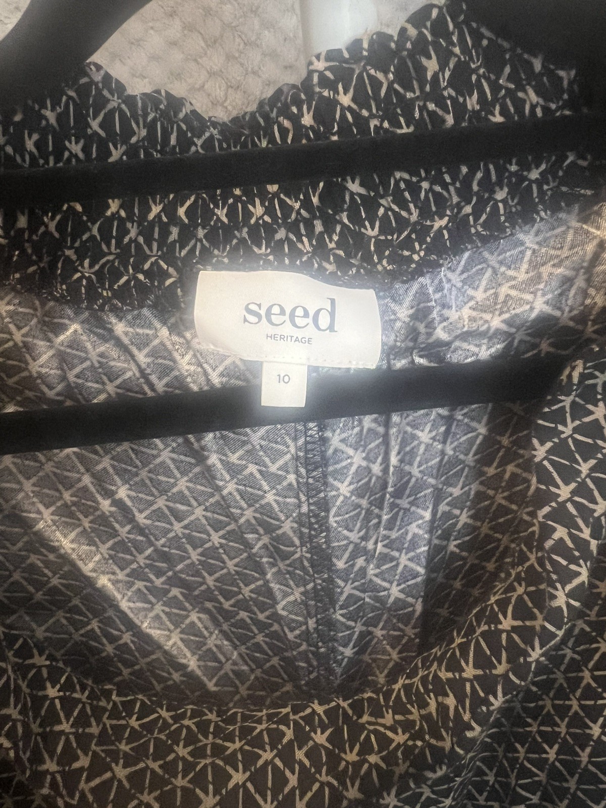 Seed Heritage Black Viscose Geo Print Tie Waist Shorts Size 10
