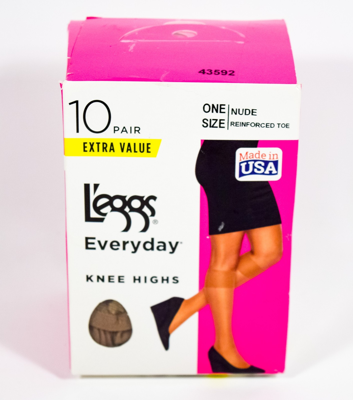 L’eggs Everyday Knee Highs One Size NUDE Reinforced Toe 10 pairs